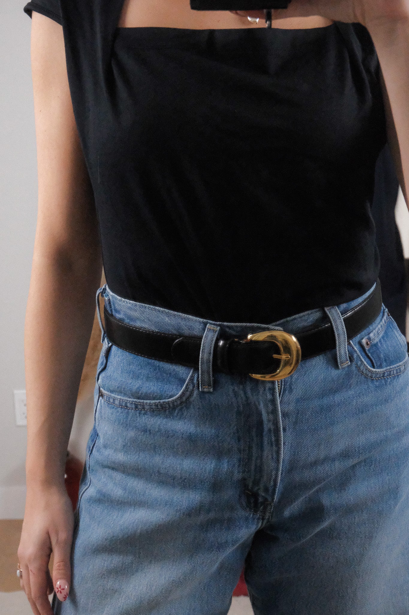 Vintage x Adjustable Leather Belt (S)