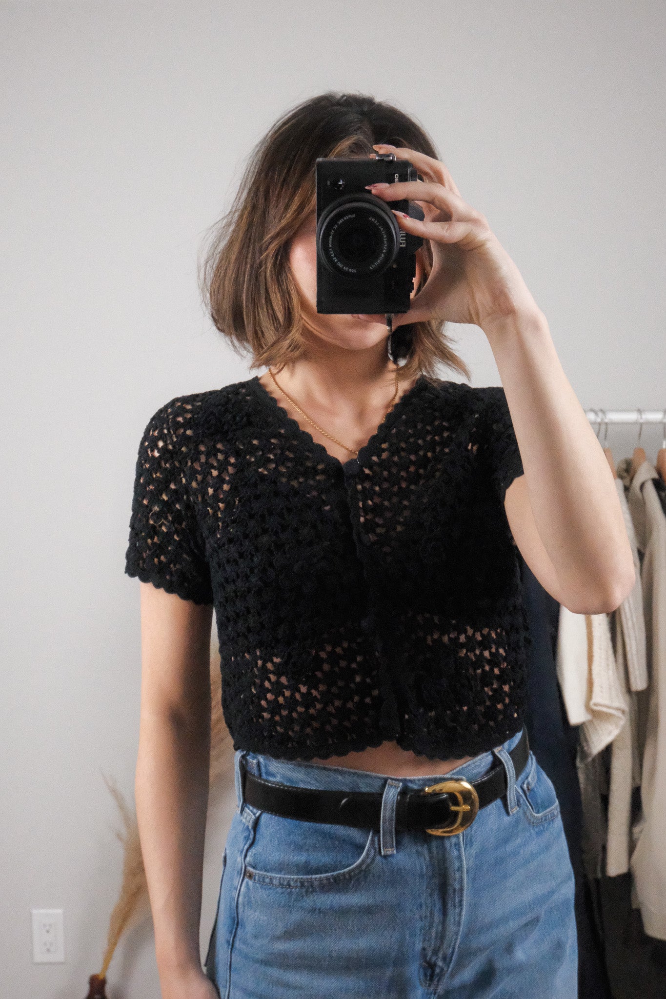 April Cornell x Cotton Flower Crochet Short Sleeve Knit (S)