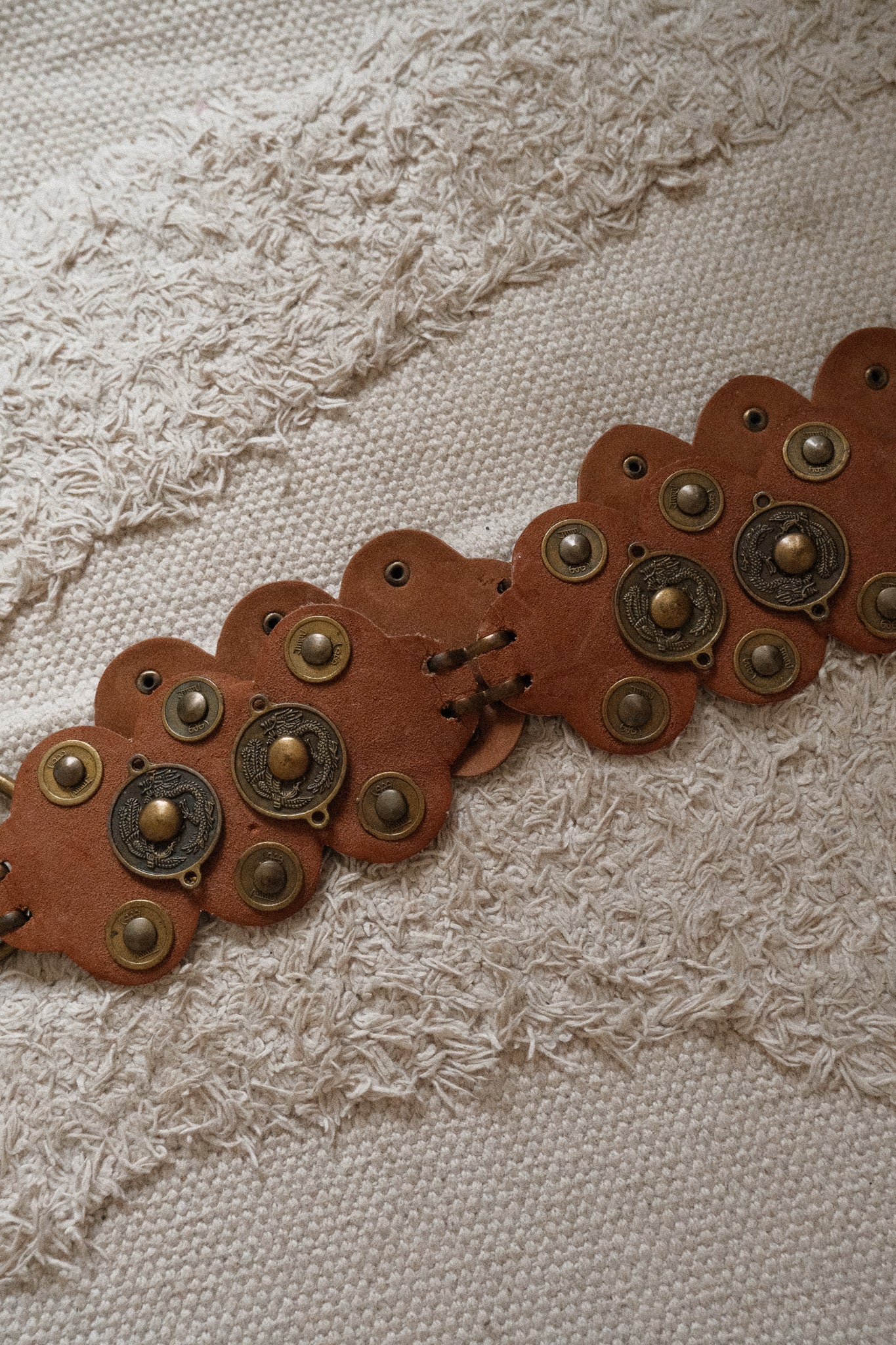 Vintage x Faux Leather Studded Belt (S/M)