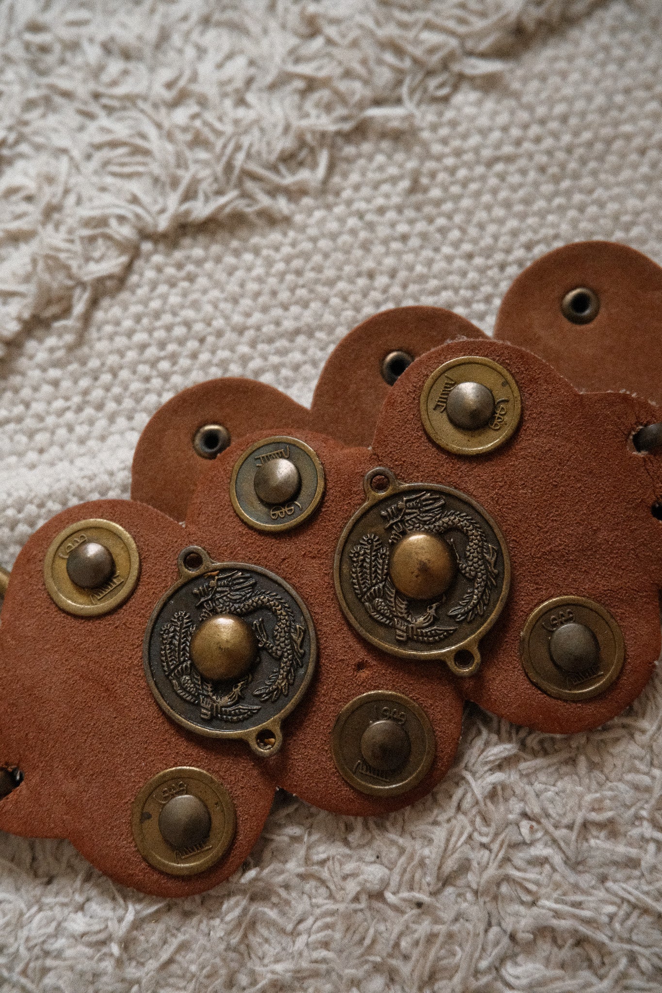 Vintage x Faux Leather Studded Belt (S/M)