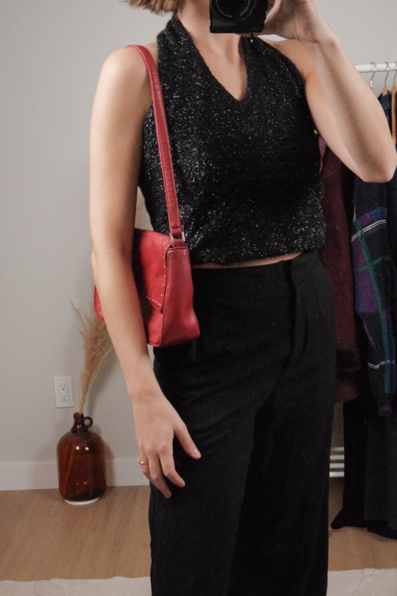 Vintage x Leather Studded Shoulder Purse
