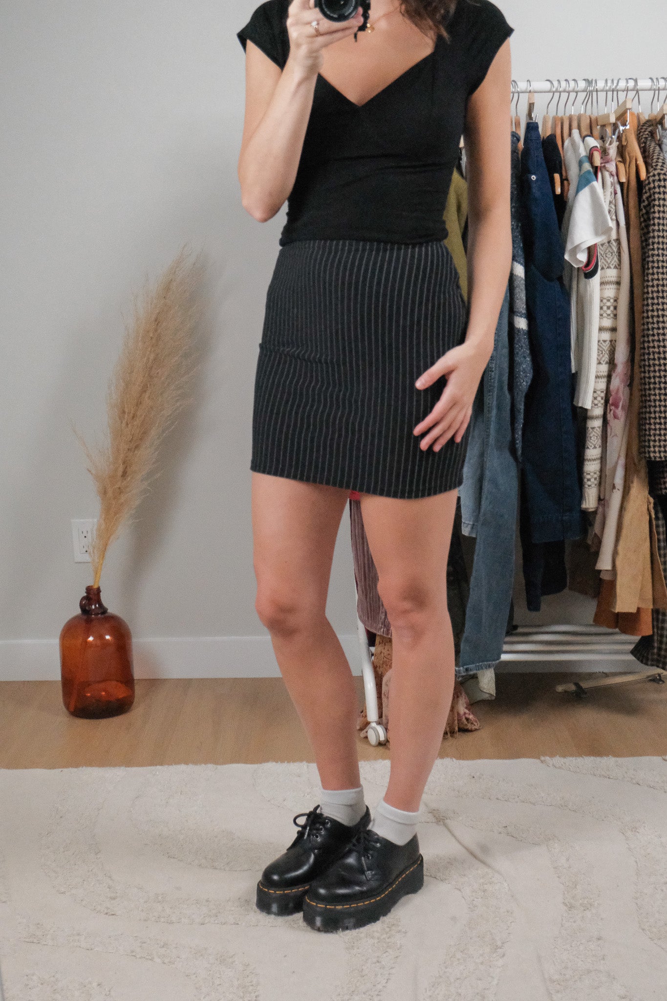 Made in Canada x Vintage x Pinstrip Mini Skirt (XS/S)