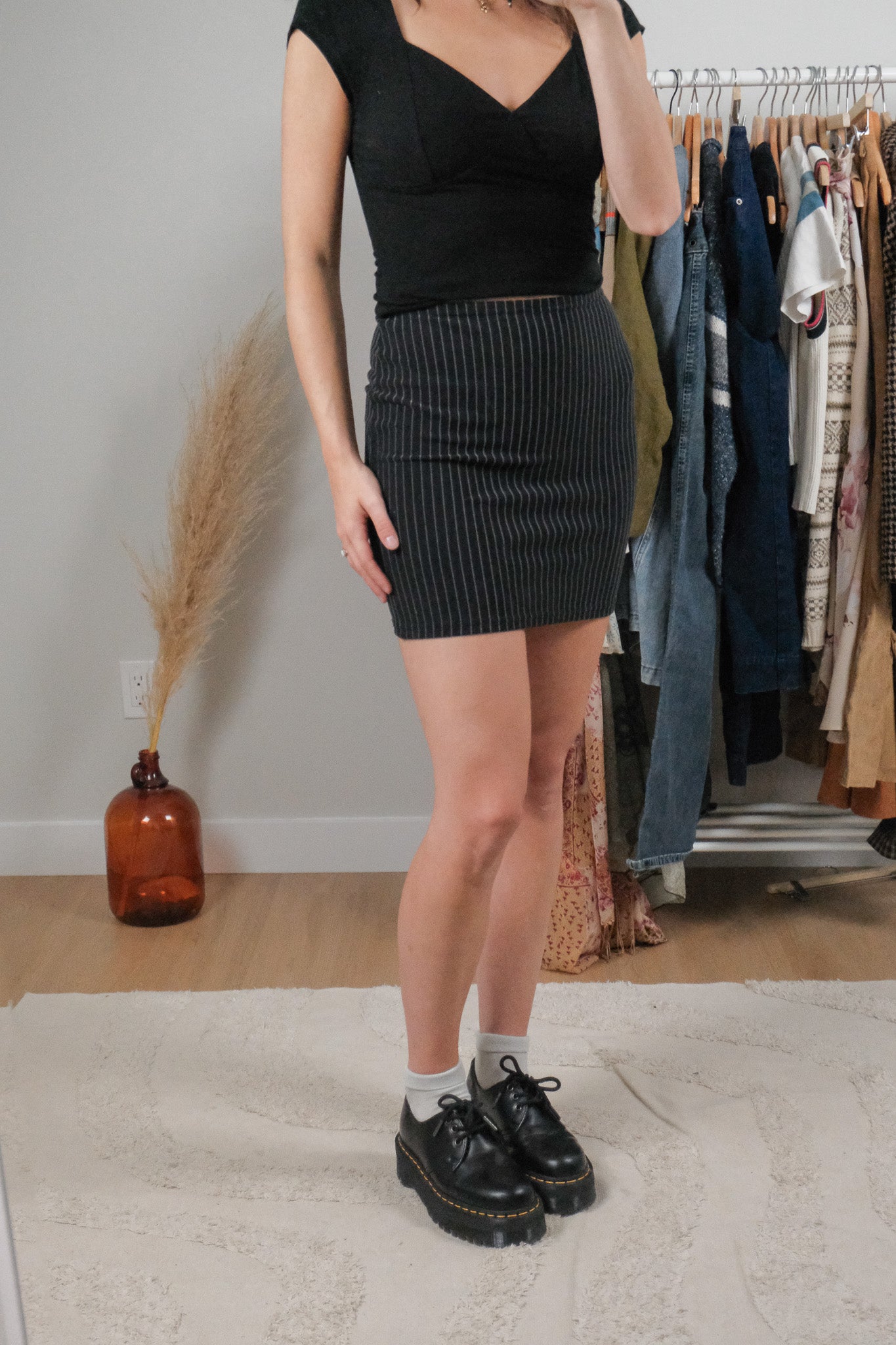 Made in Canada x Vintage x Pinstrip Mini Skirt (XS/S)