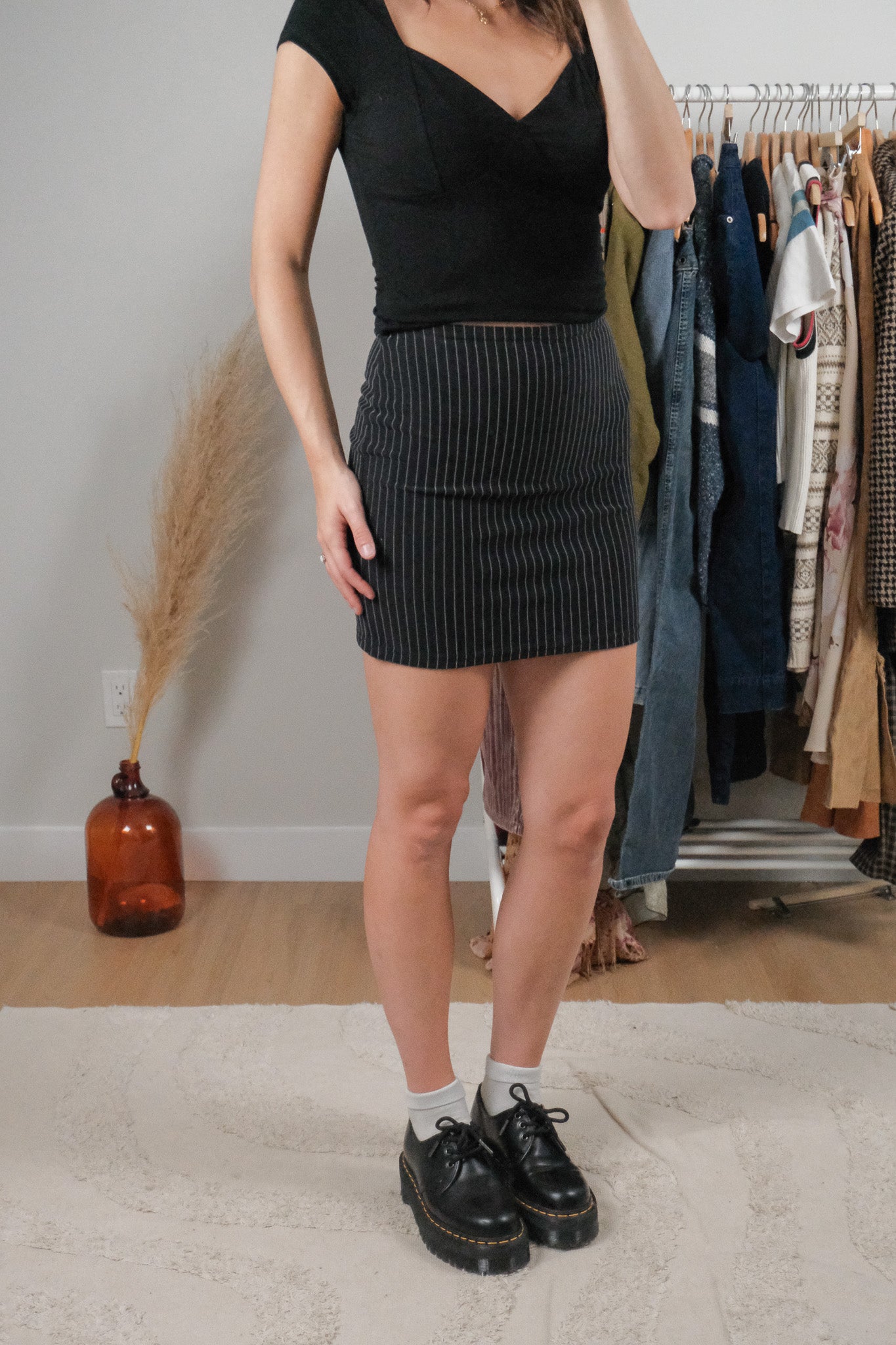 Made in Canada x Vintage x Pinstrip Mini Skirt (XS/S)