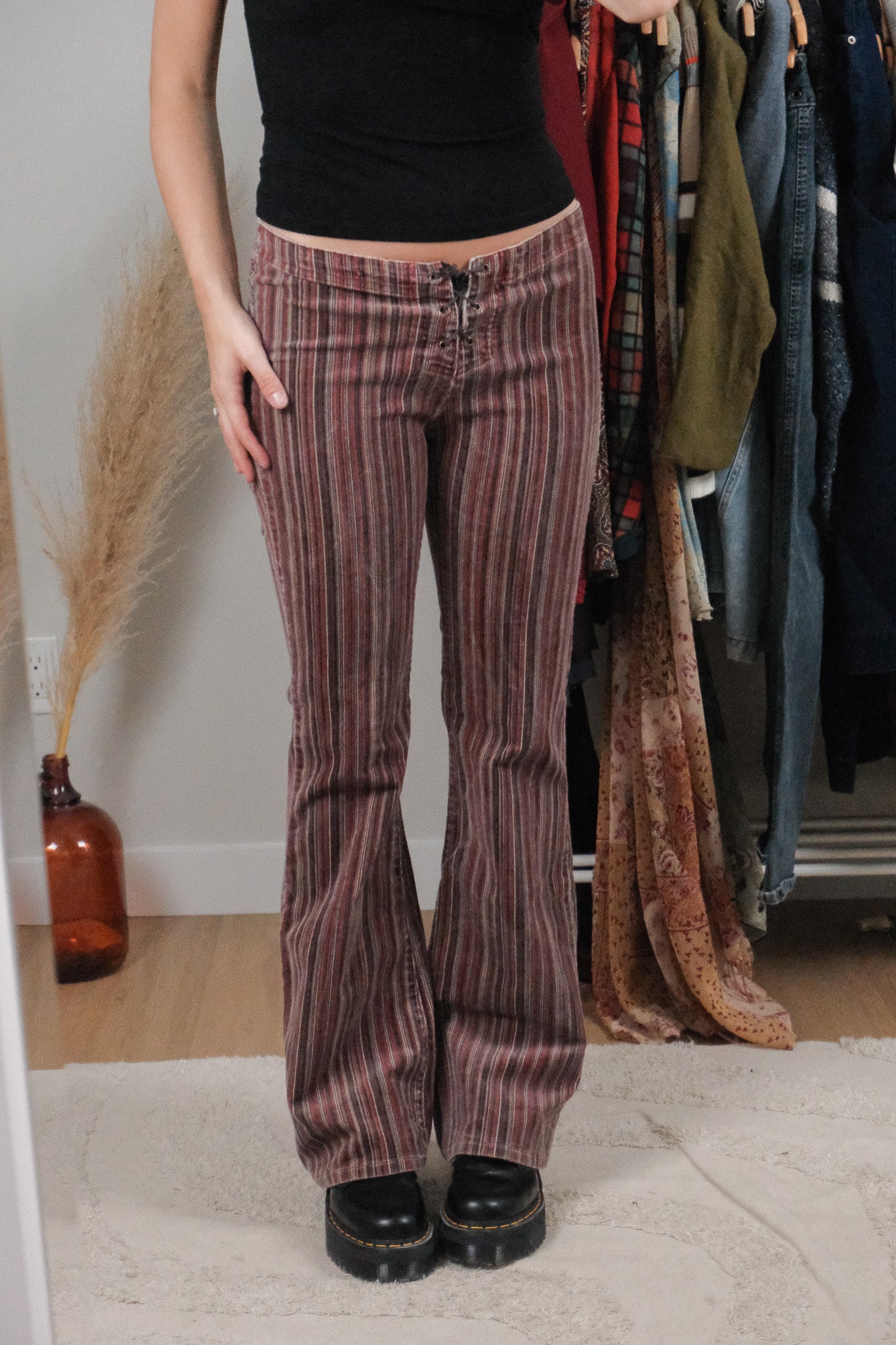 Vintage x Velvet Striped Low Rise Pants (6)