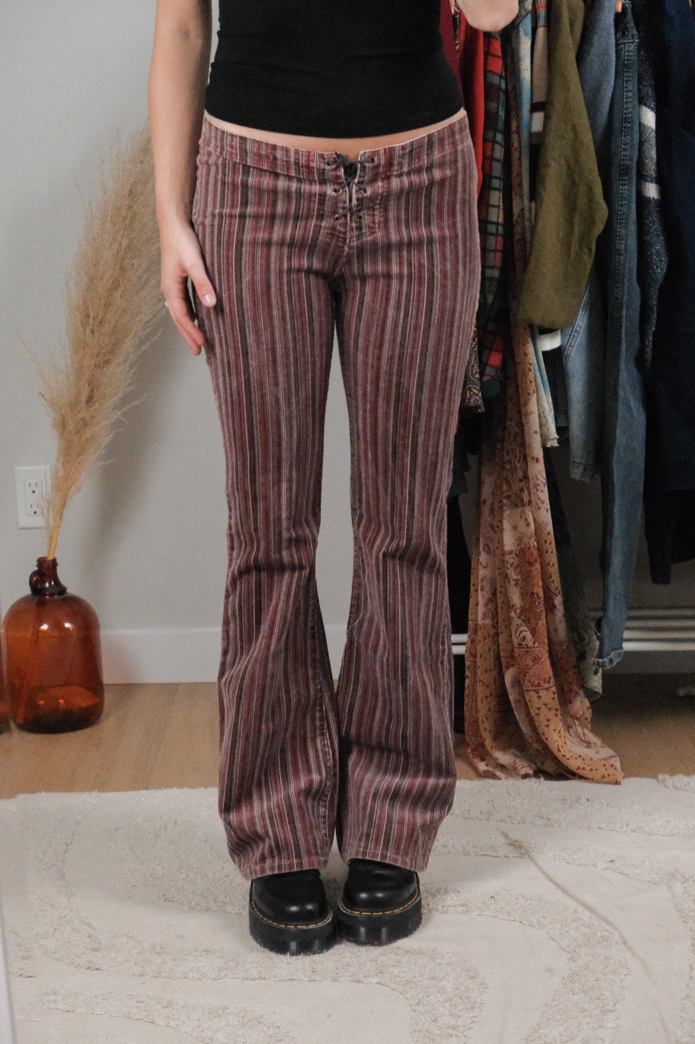 Vintage x Velvet Striped Low Rise Pants (6)