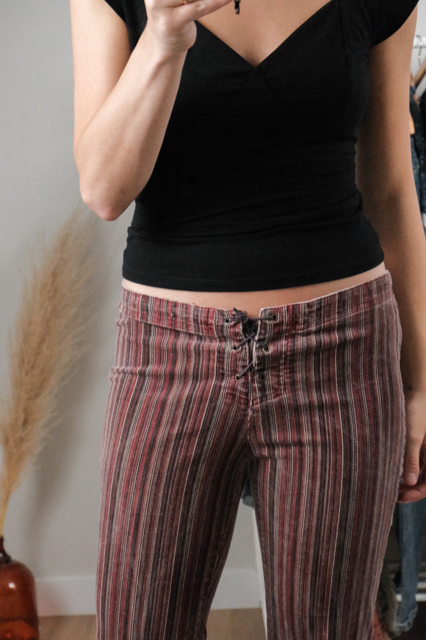Vintage x Velvet Striped Low Rise Pants (6)
