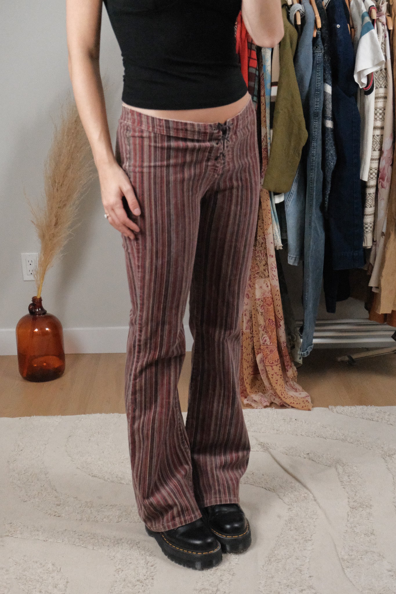 Vintage x Velvet Striped Low Rise Pants (6)