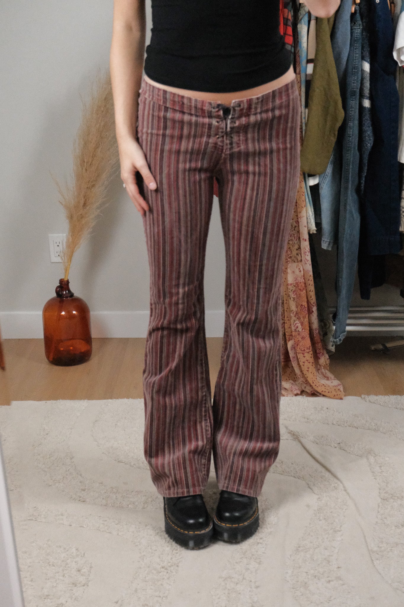 Vintage x Velvet Striped Low Rise Pants (6)