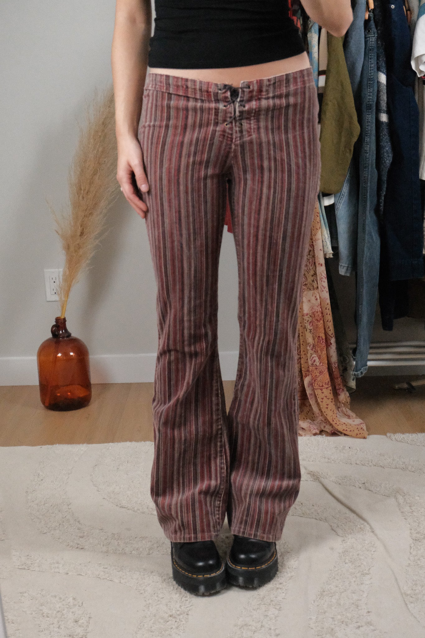 Vintage x Velvet Striped Low Rise Pants (6)