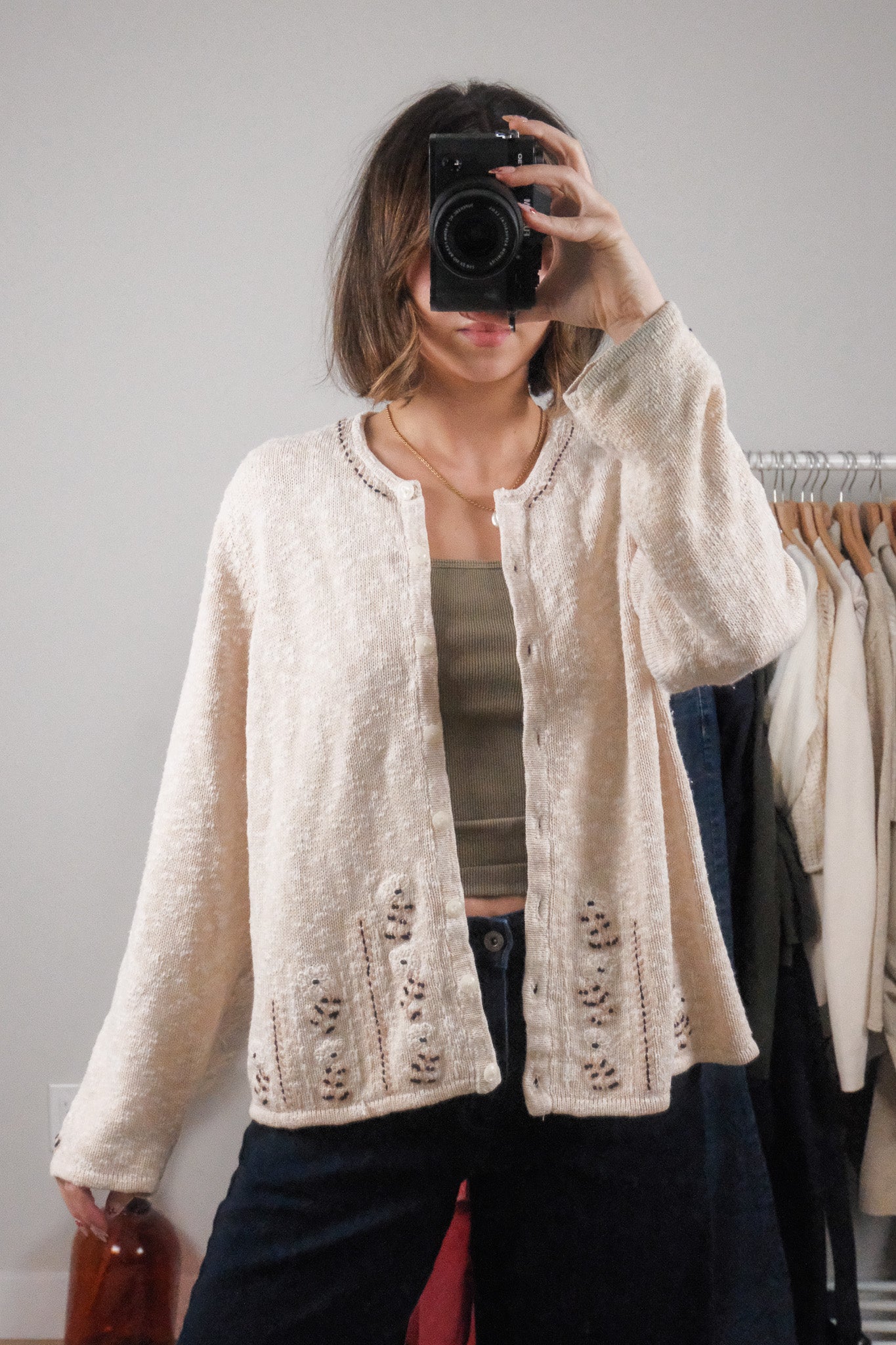 Vintage x Embroidered Flower Cardigan (M/L)
