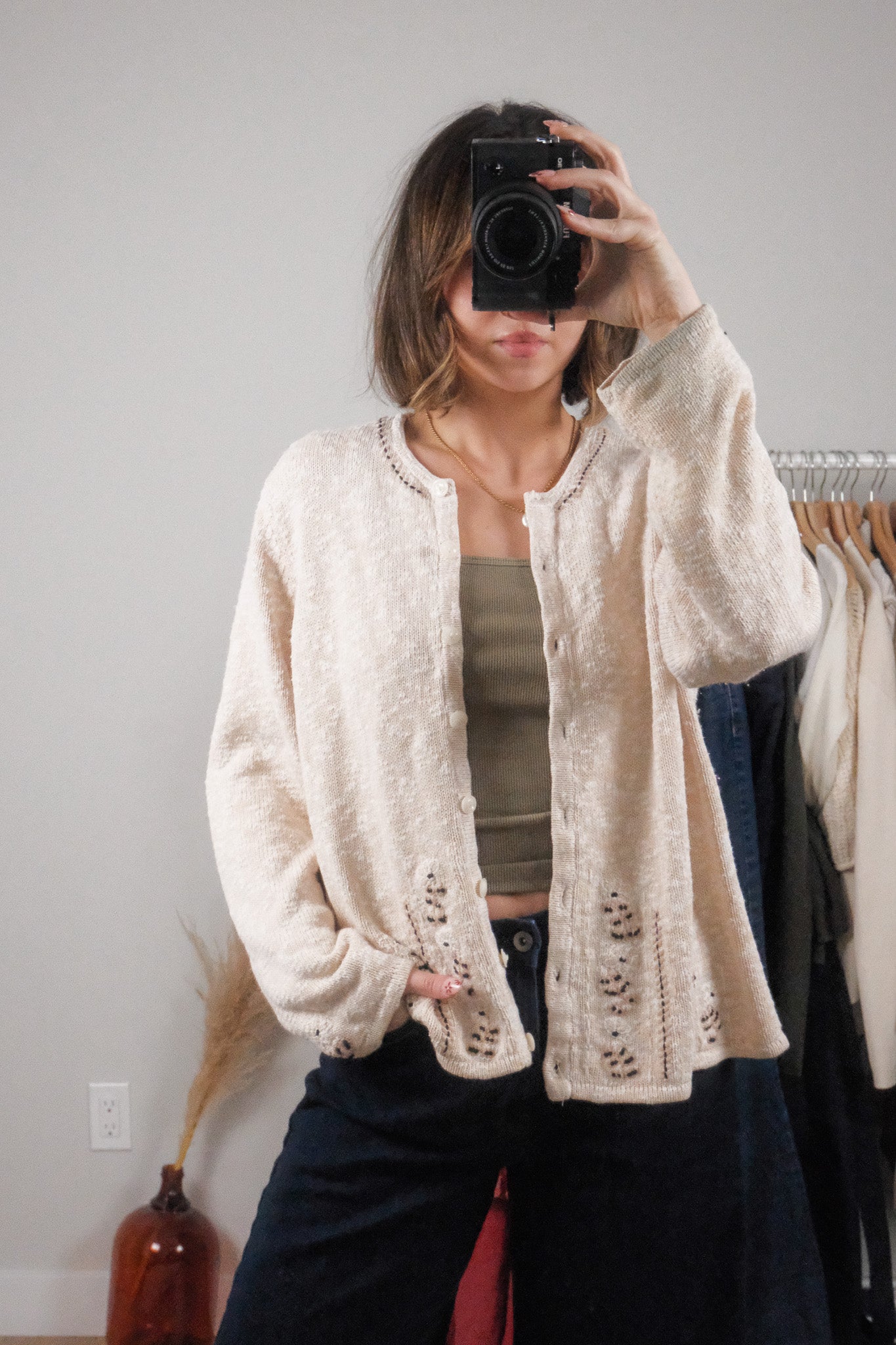 Vintage x Embroidered Flower Cardigan (M/L)