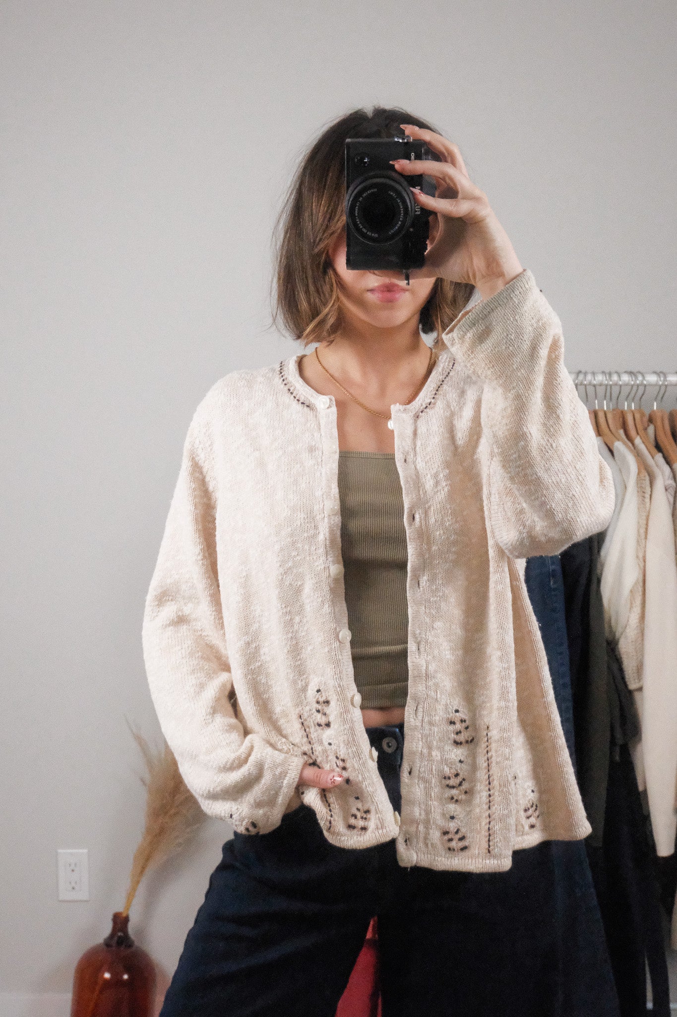 Vintage x Embroidered Flower Cardigan (M/L)
