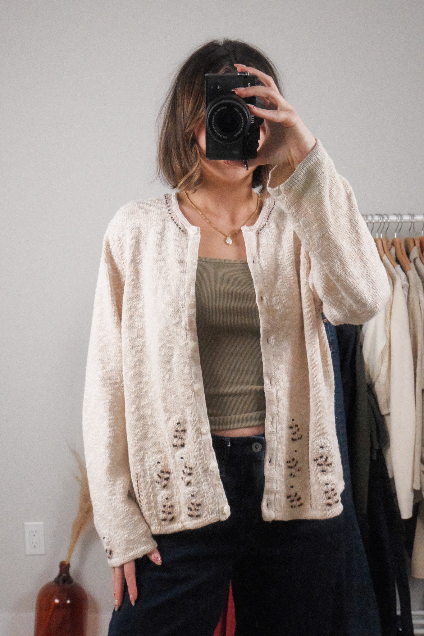 Vintage x Embroidered Flower Cardigan (M/L)