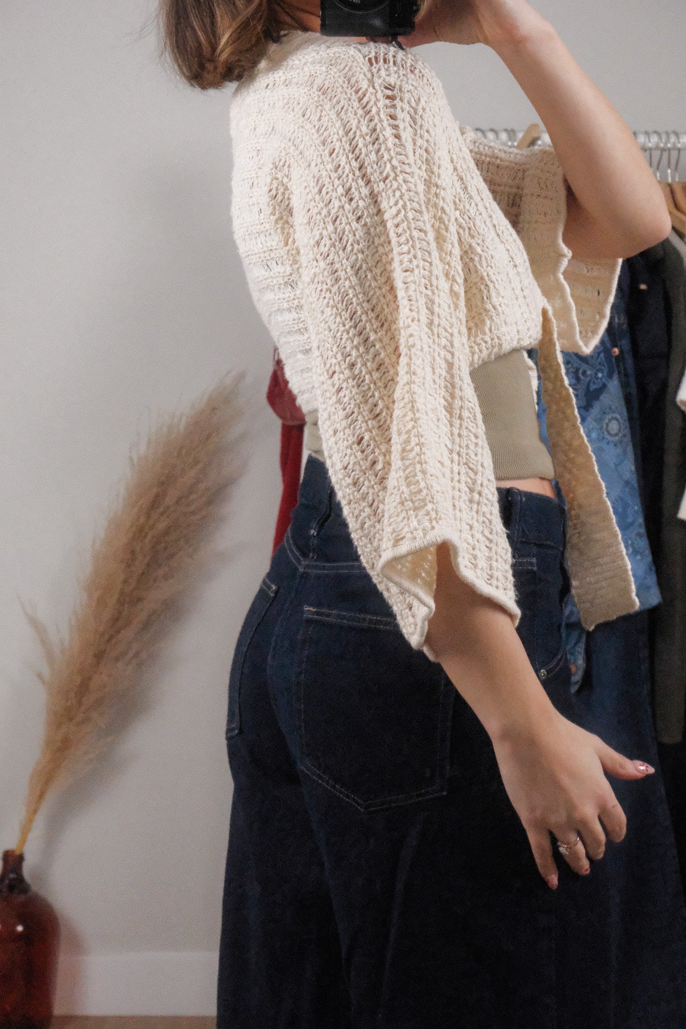 Vintage x Cropped Knit Tie Top (XS/S)