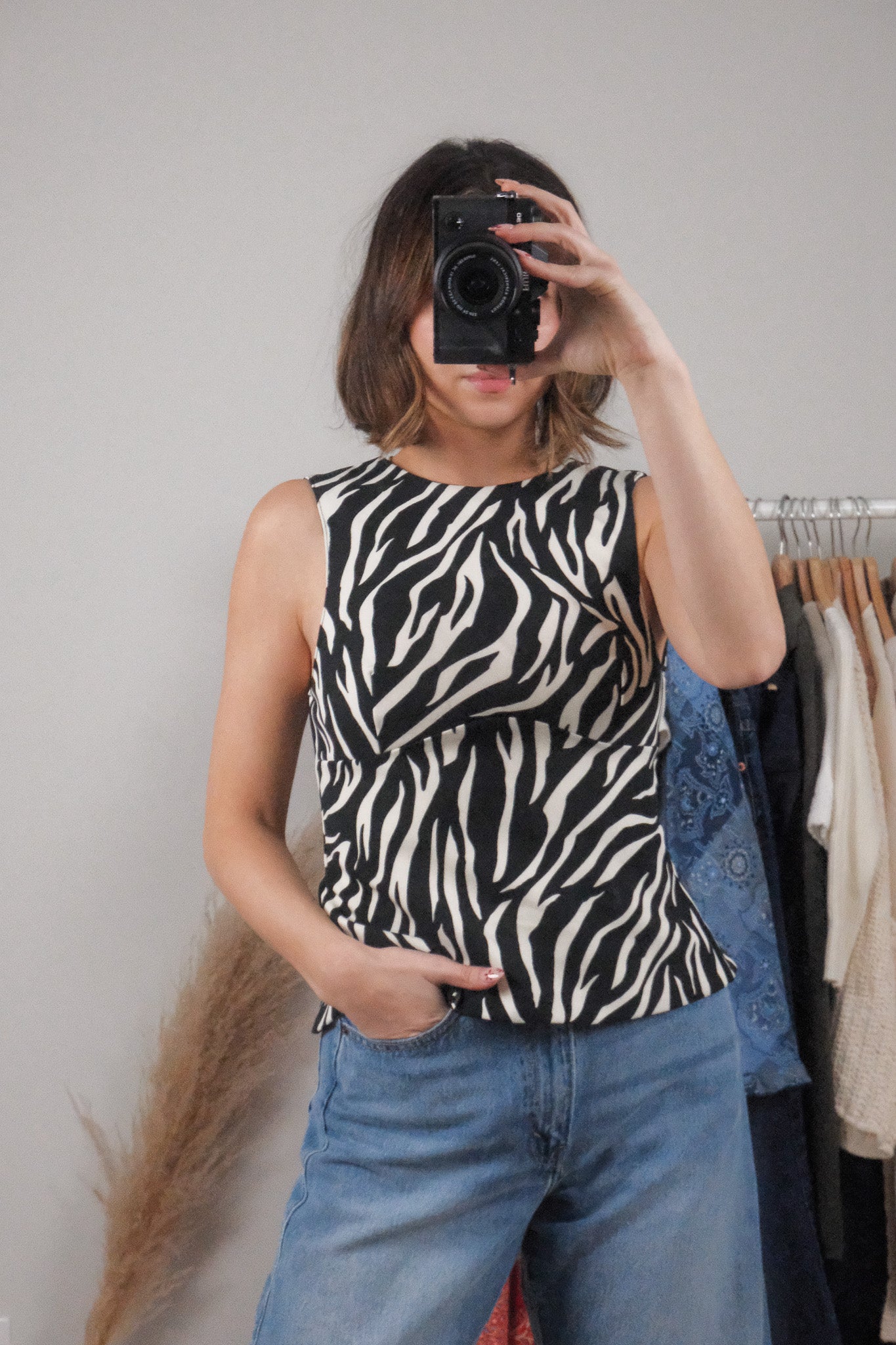 Modern x Zebra Print Open Back Tank (S)