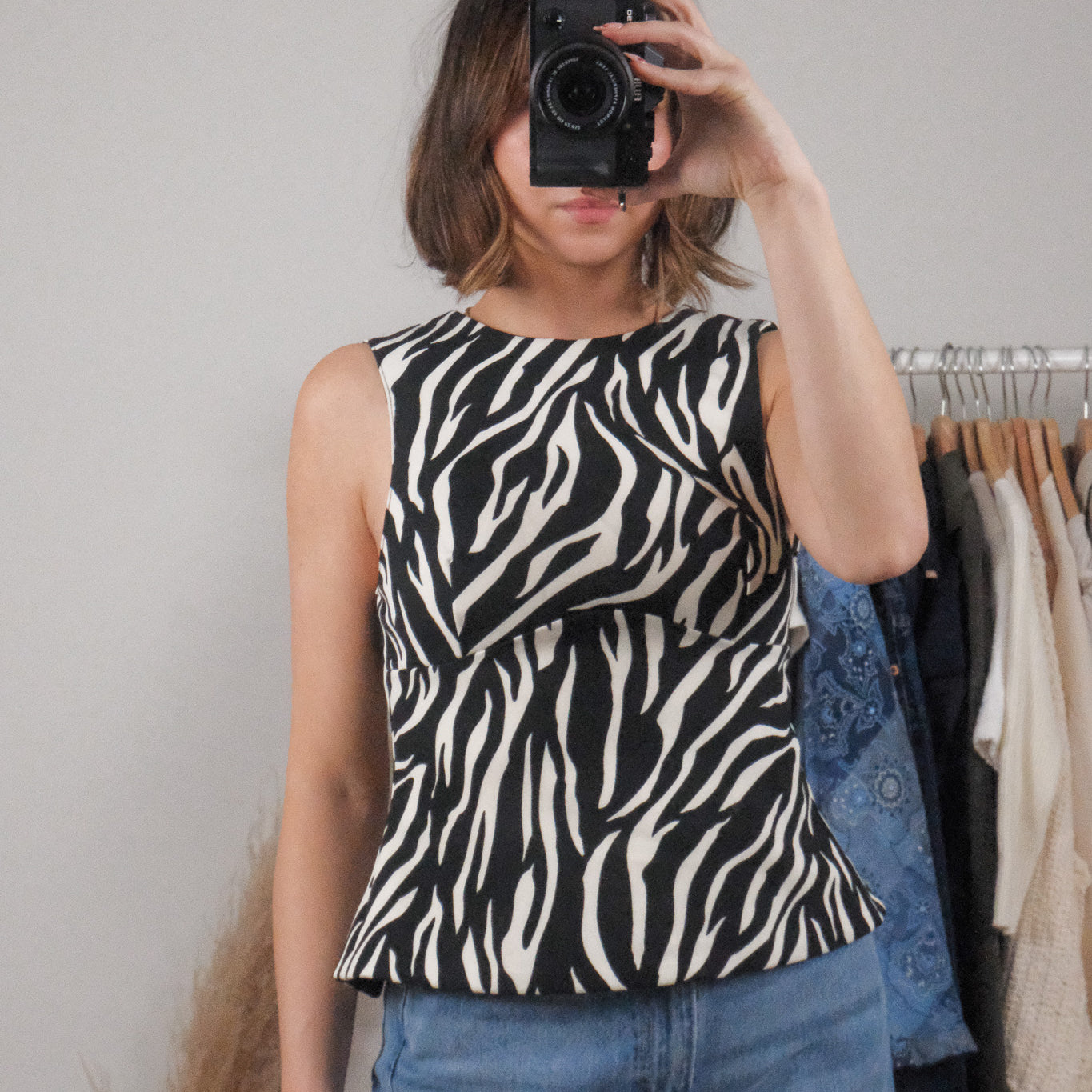 Modern x Zebra Print Open Back Tank (S)