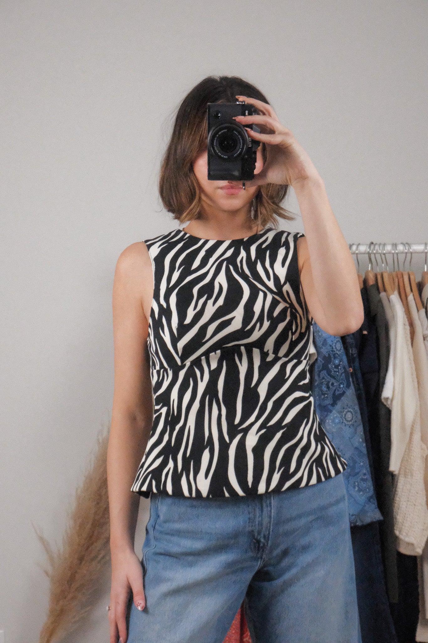 Modern x Zebra Print Open Back Tank (S)
