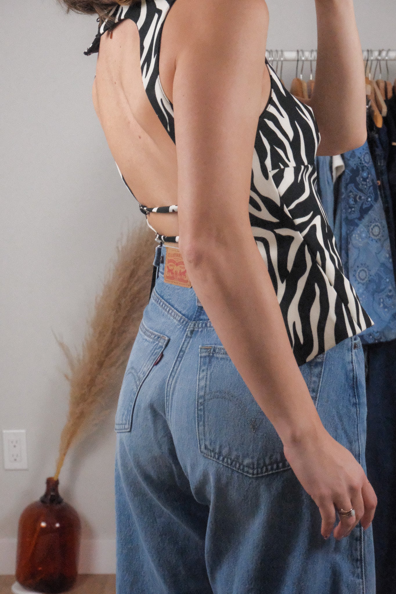 Modern x Zebra Print Open Back Tank (S)