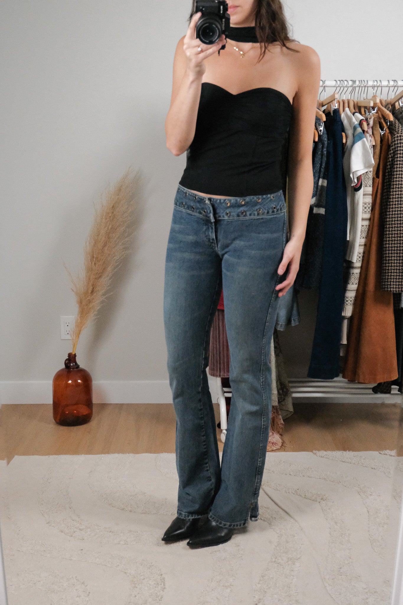 Vintage x Low-Rise Studded Flare Jeans (27)