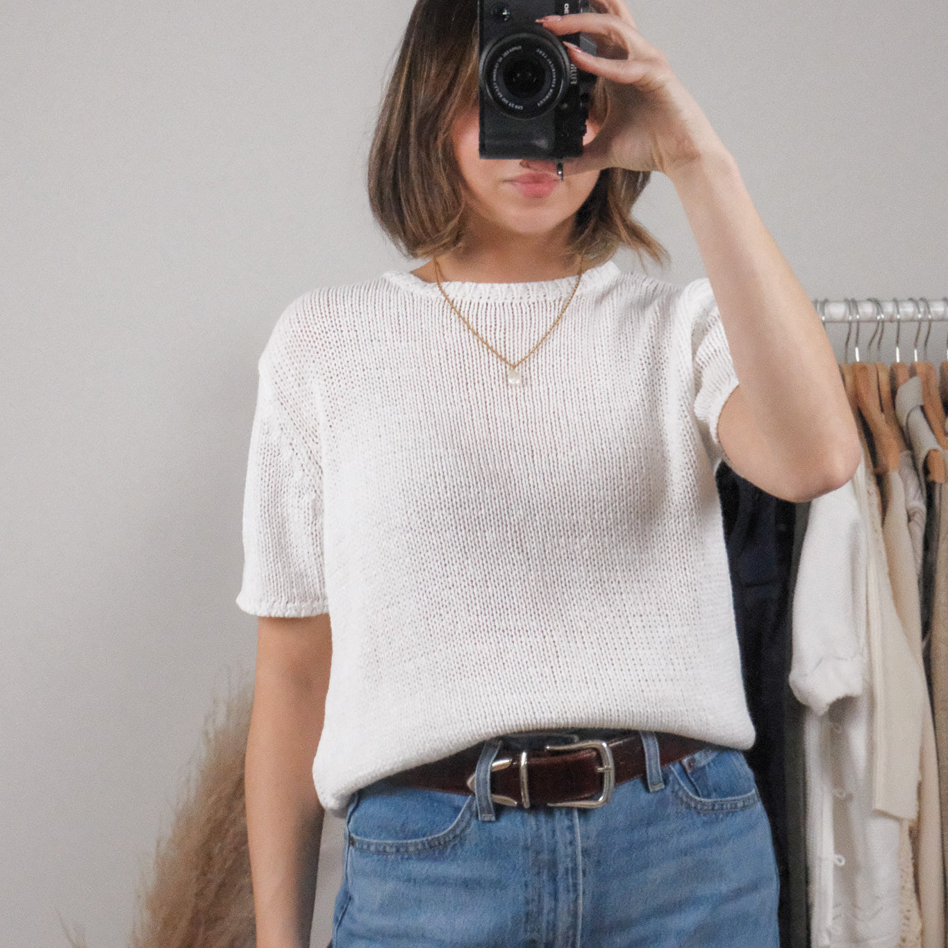 Vintage x Cotton/Linen Blend Knit Top (M)