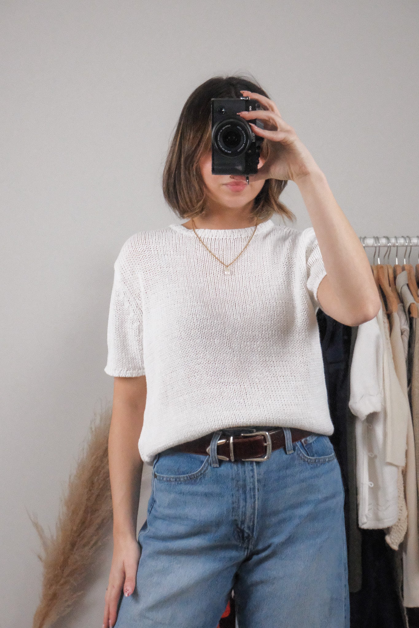 Vintage x Cotton/Linen Blend Knit Top (M)