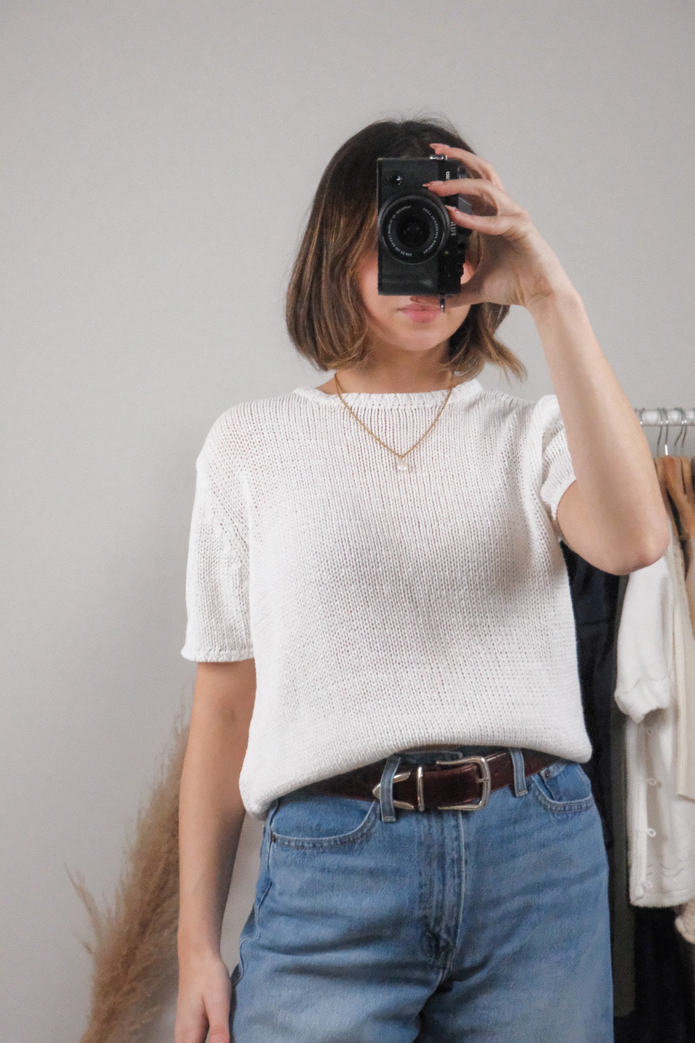 Vintage x Cotton/Linen Blend Knit Top (M)