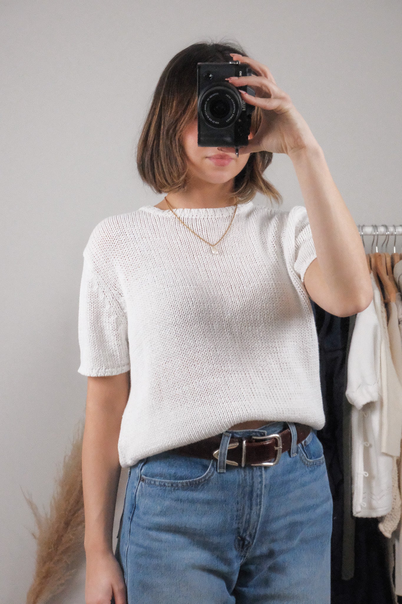 Vintage x Cotton/Linen Blend Knit Top (M)