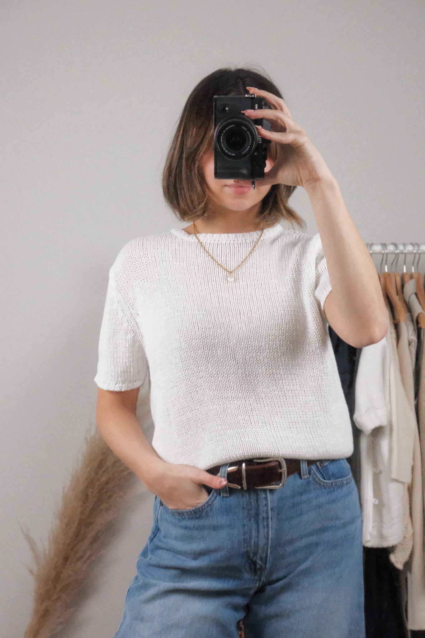 Vintage x Cotton/Linen Blend Knit Top (M)