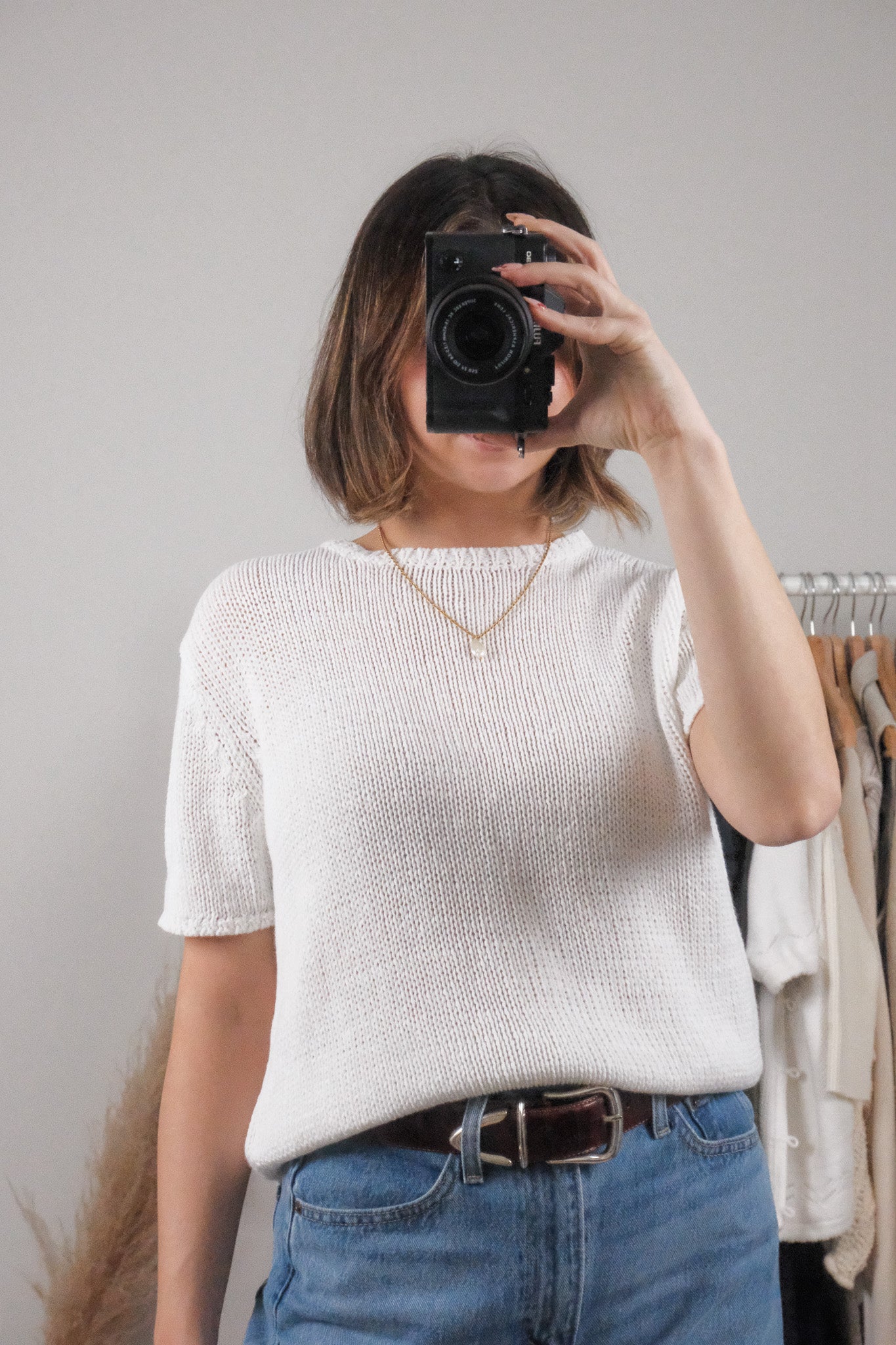 Vintage x Cotton/Linen Blend Knit Top (M)
