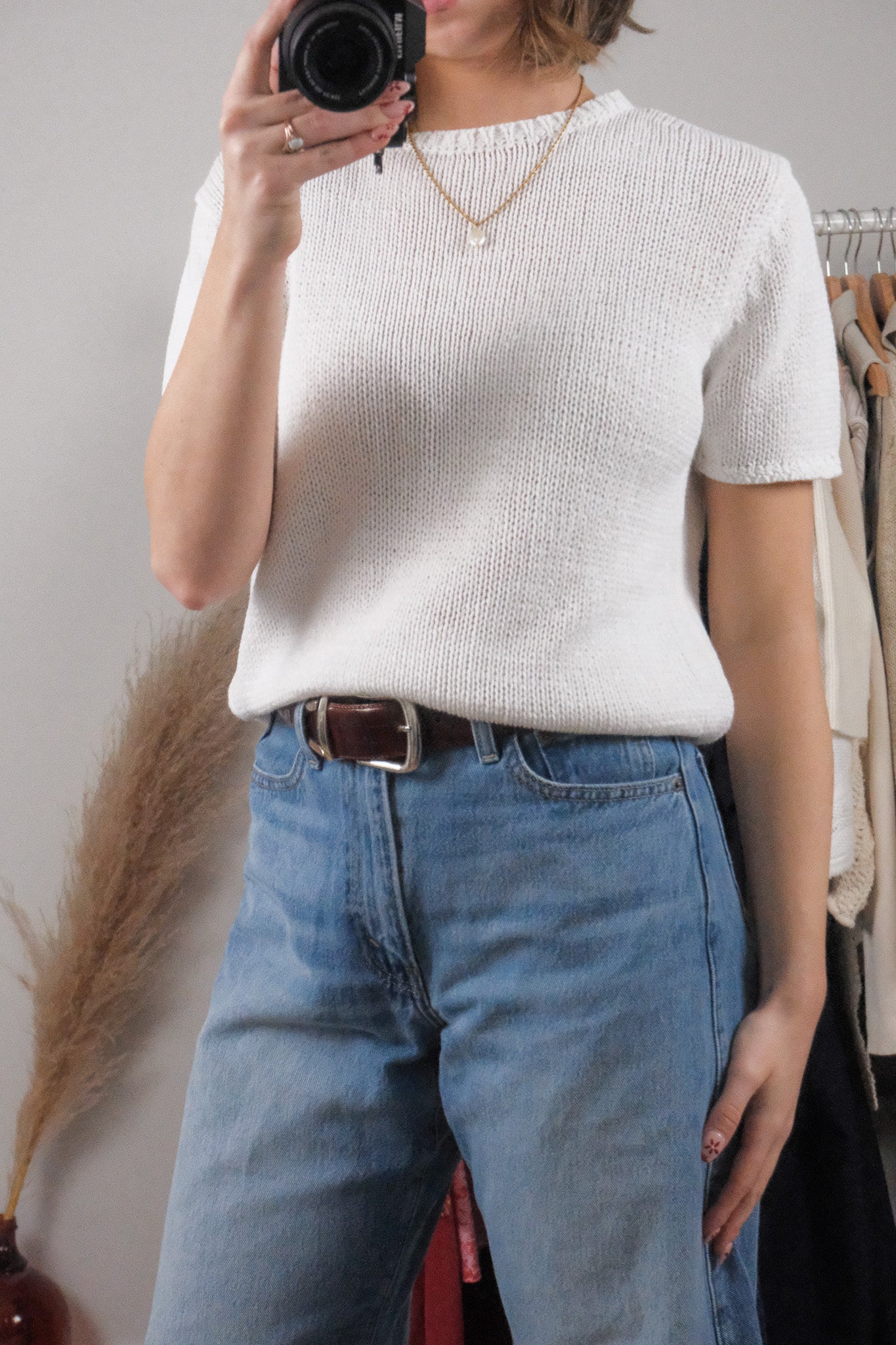 Vintage x Cotton/Linen Blend Knit Top (M)