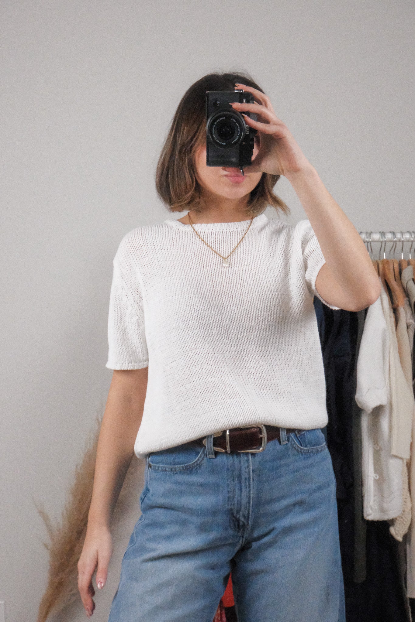 Vintage x Cotton/Linen Blend Knit Top (M)
