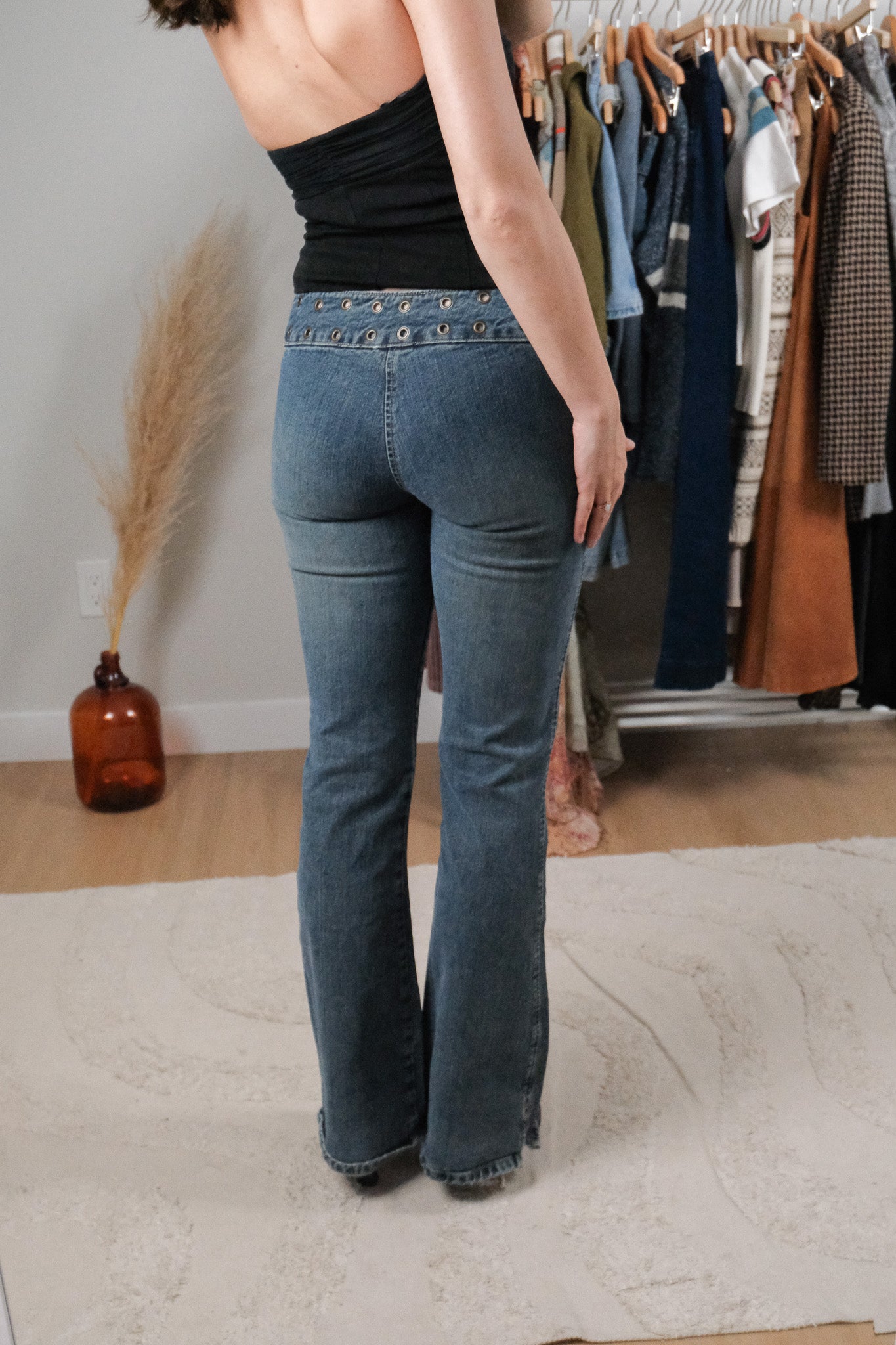Vintage x Low-Rise Studded Flare Jeans (27)
