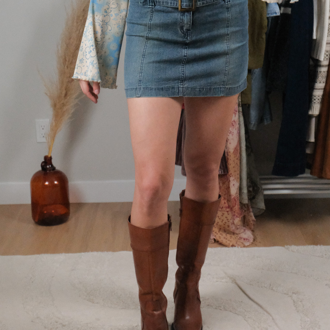 Vintage x Denim Belted Mini Skirt (2)