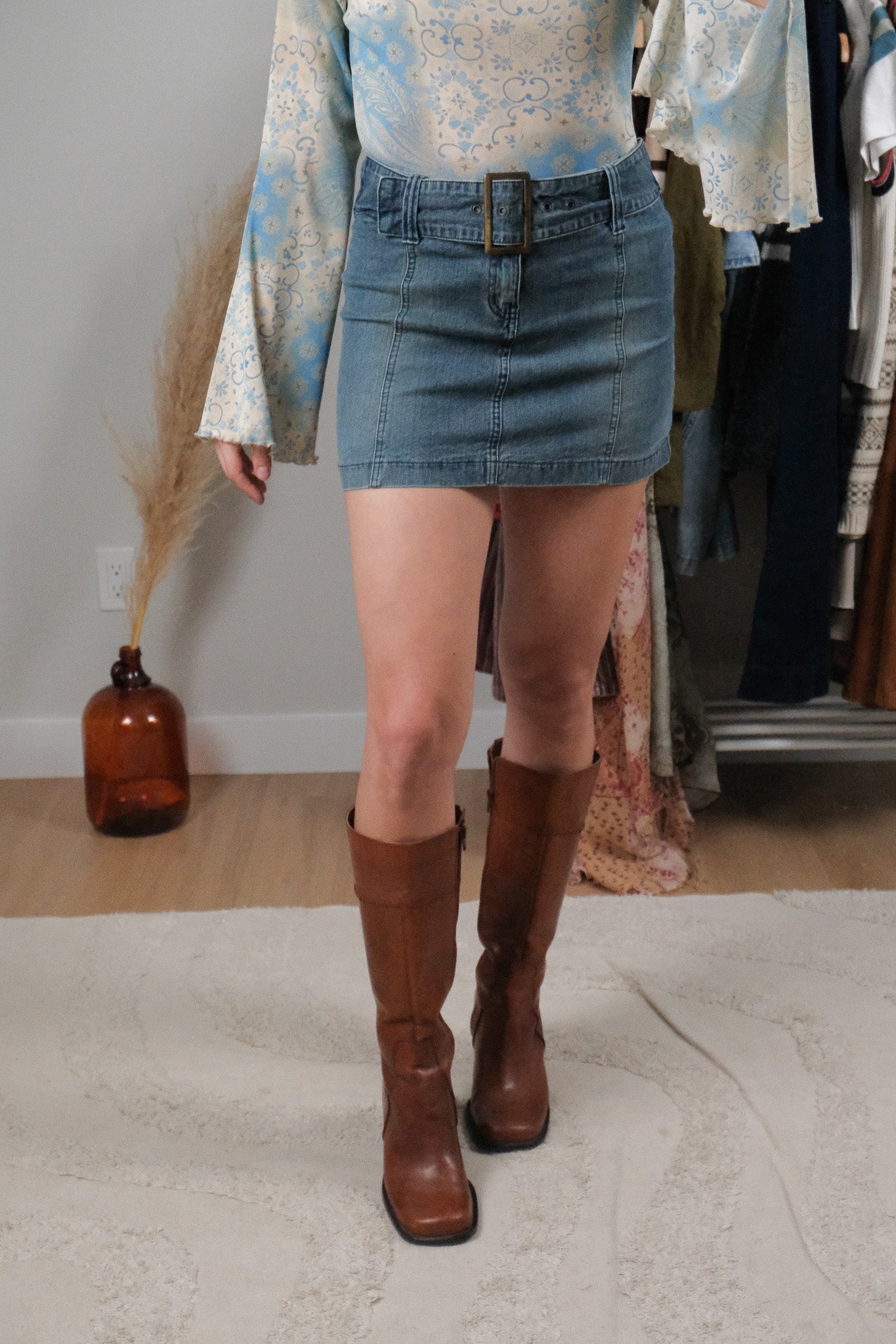 Vintage x Denim Belted Mini Skirt (2)