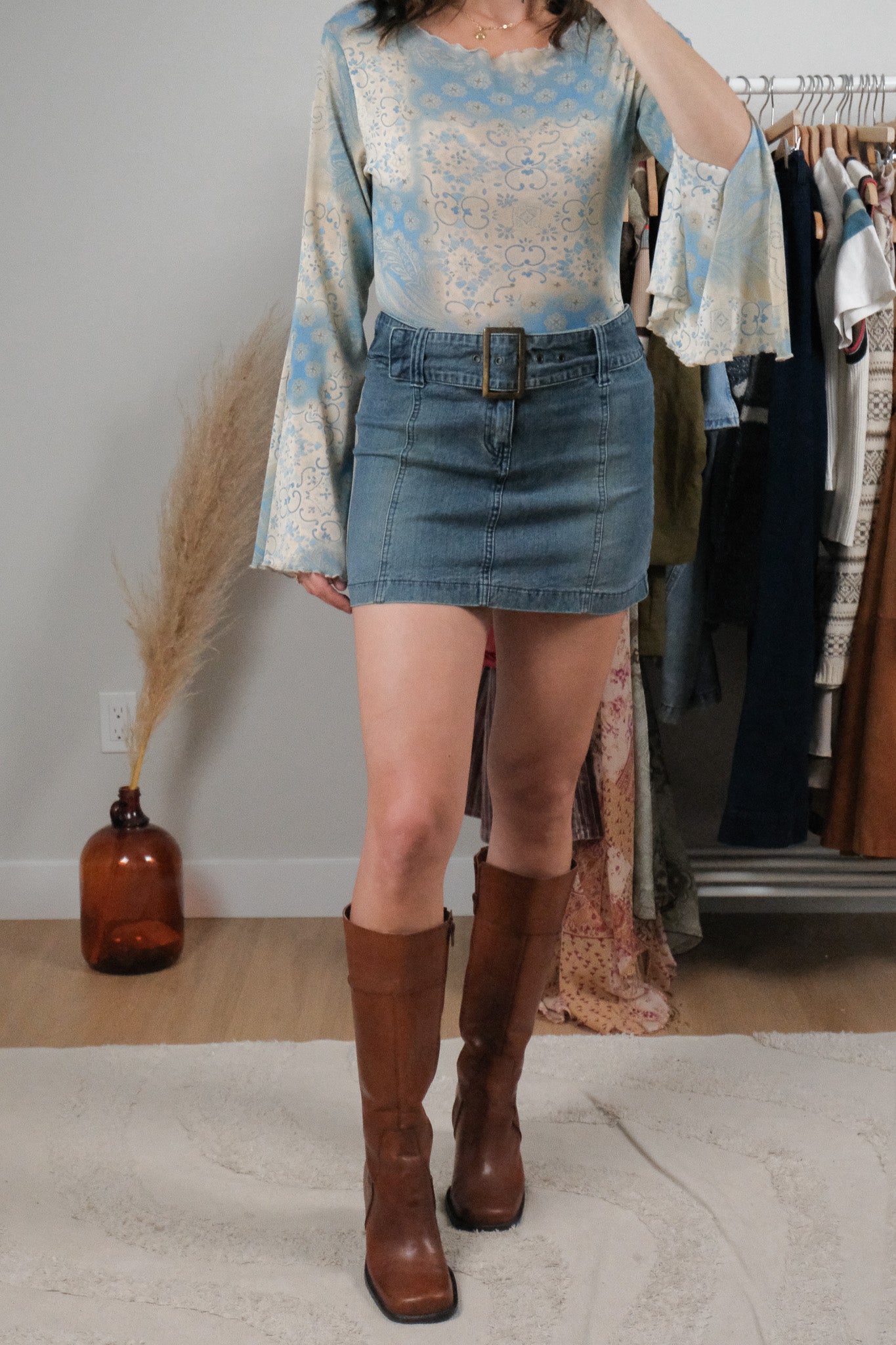 Vintage x Denim Belted Mini Skirt (2)