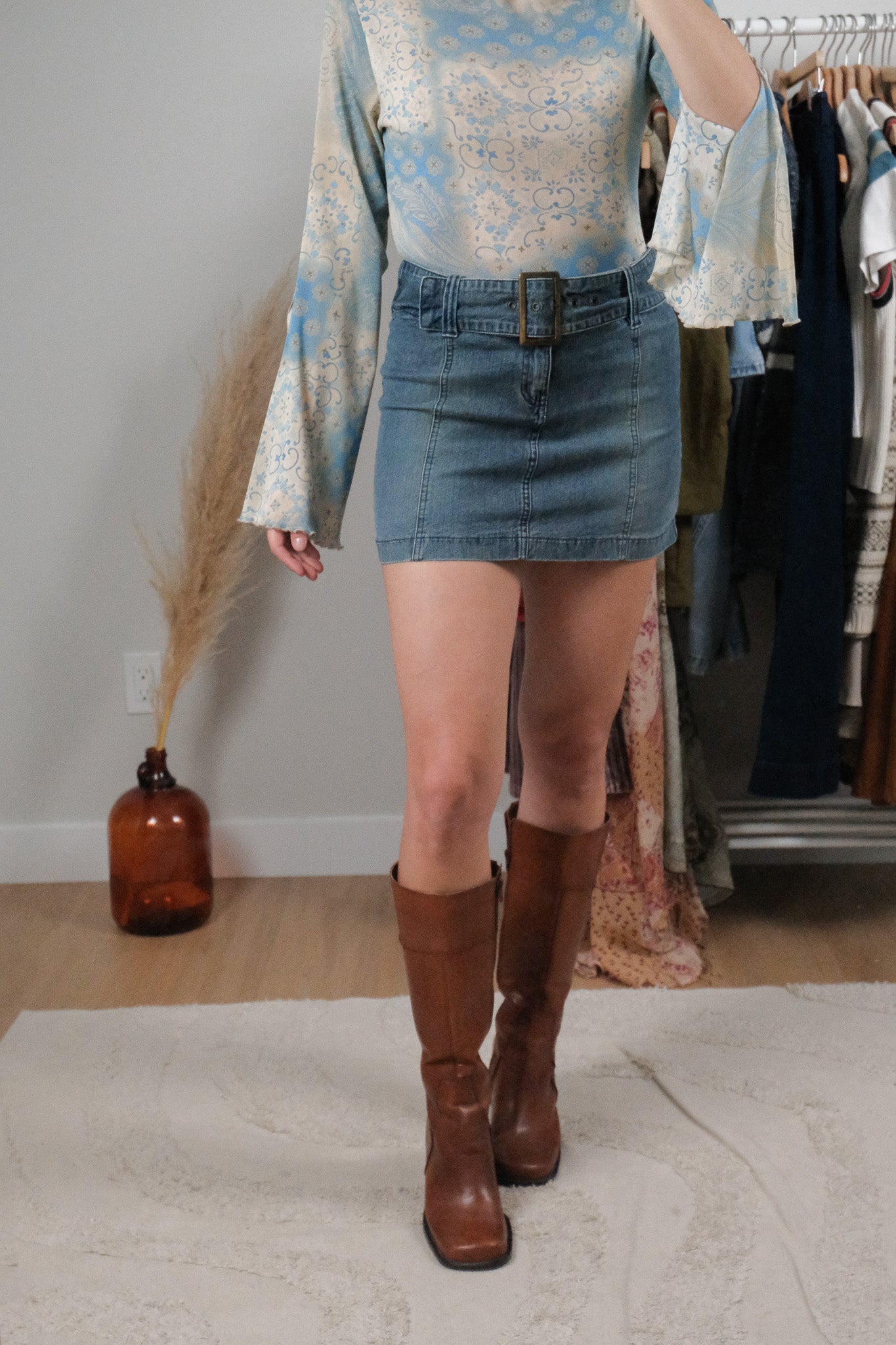 Vintage x Denim Belted Mini Skirt (2)