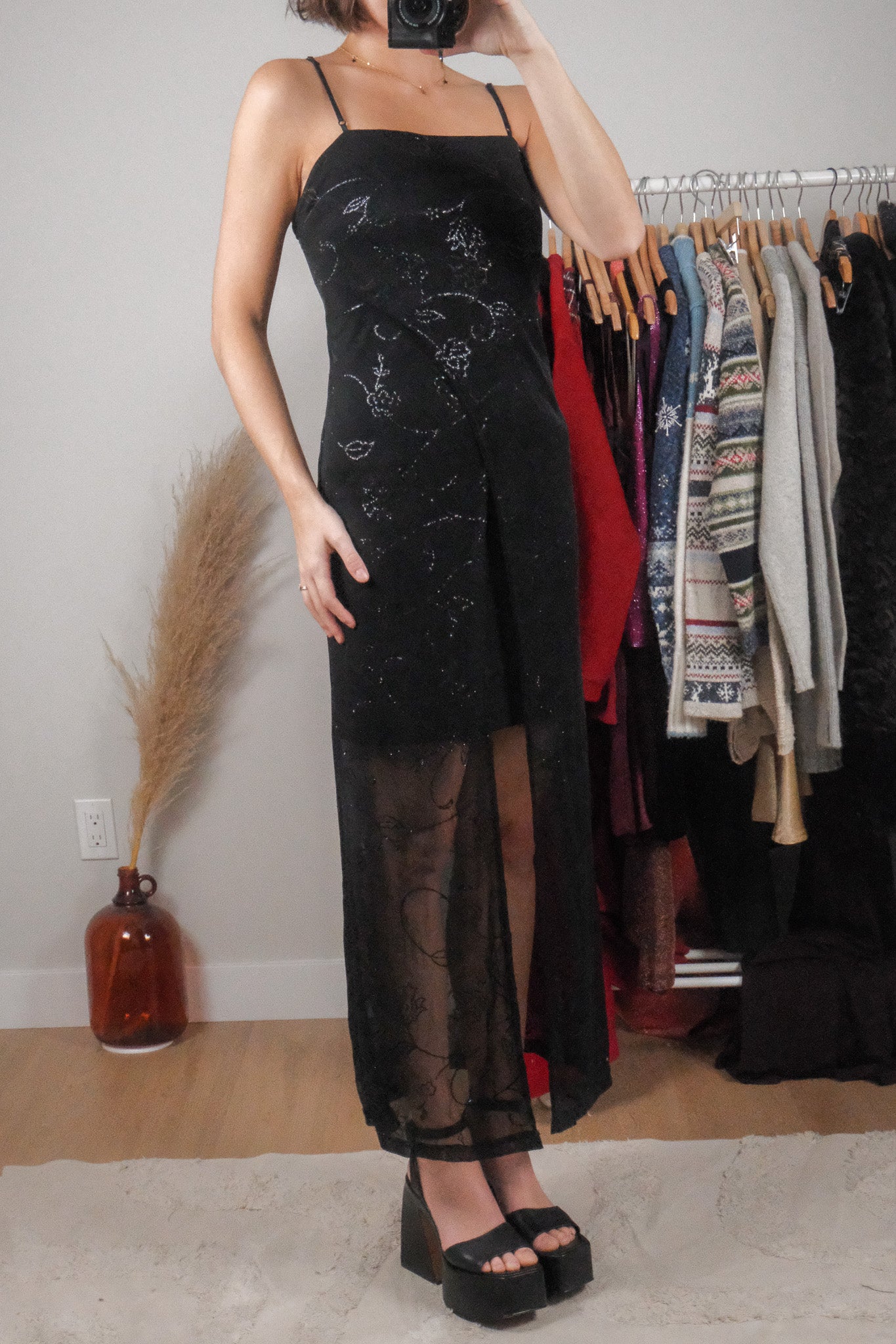 Vintage x Shimmer Flower Mesh Dress (S)