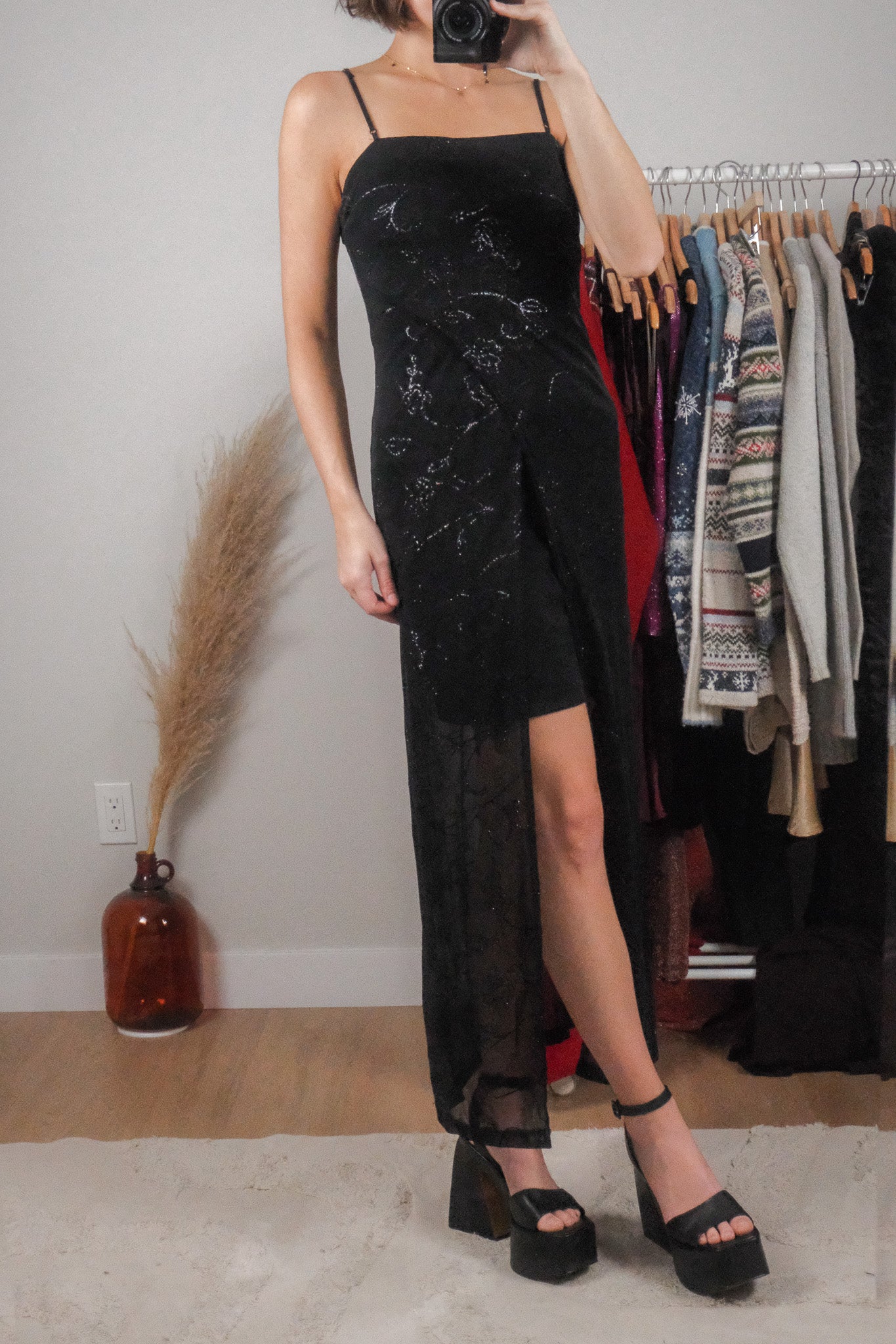 Vintage x Shimmer Flower Mesh Dress (S)