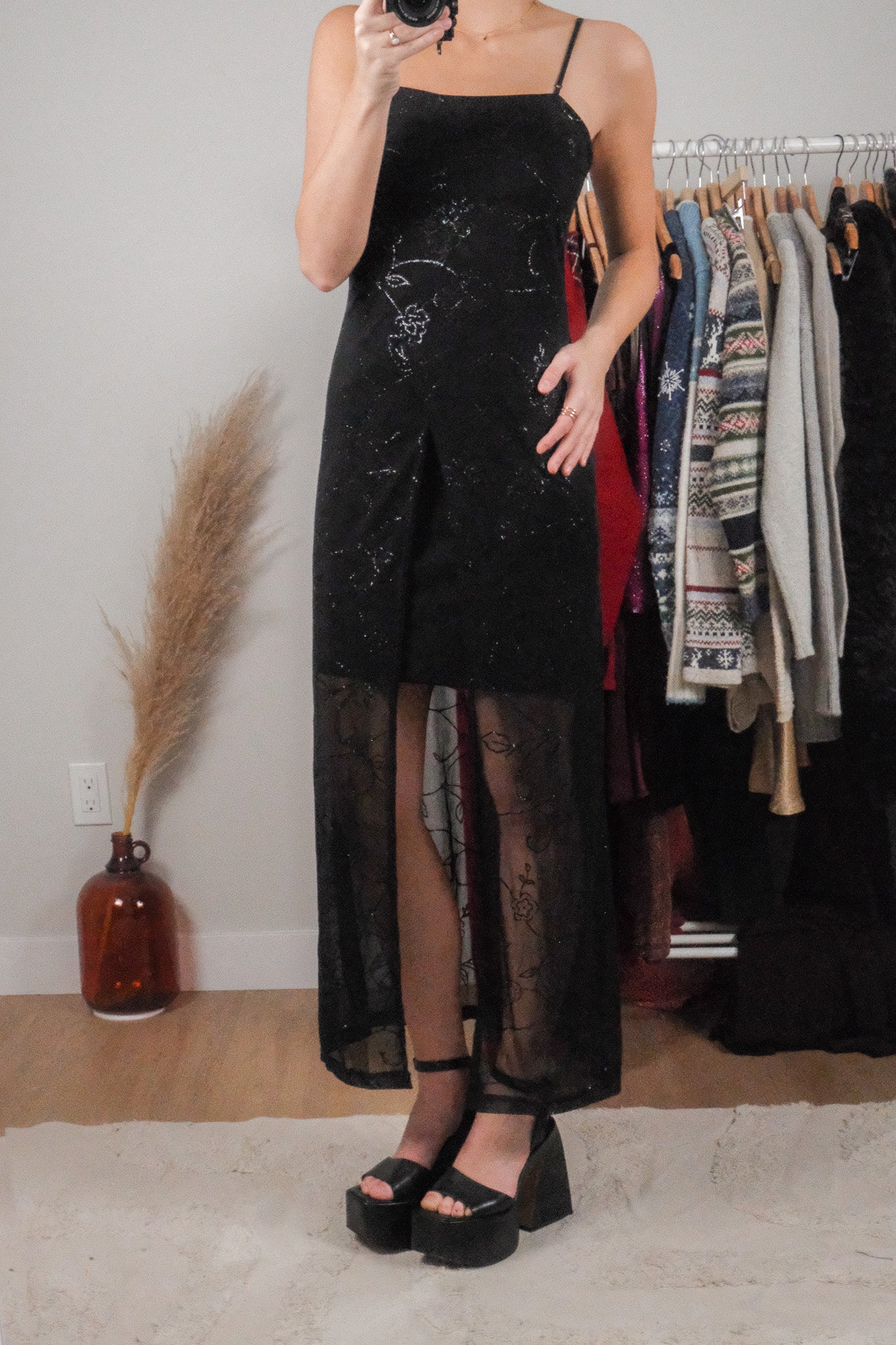 Vintage x Shimmer Flower Mesh Dress (S)