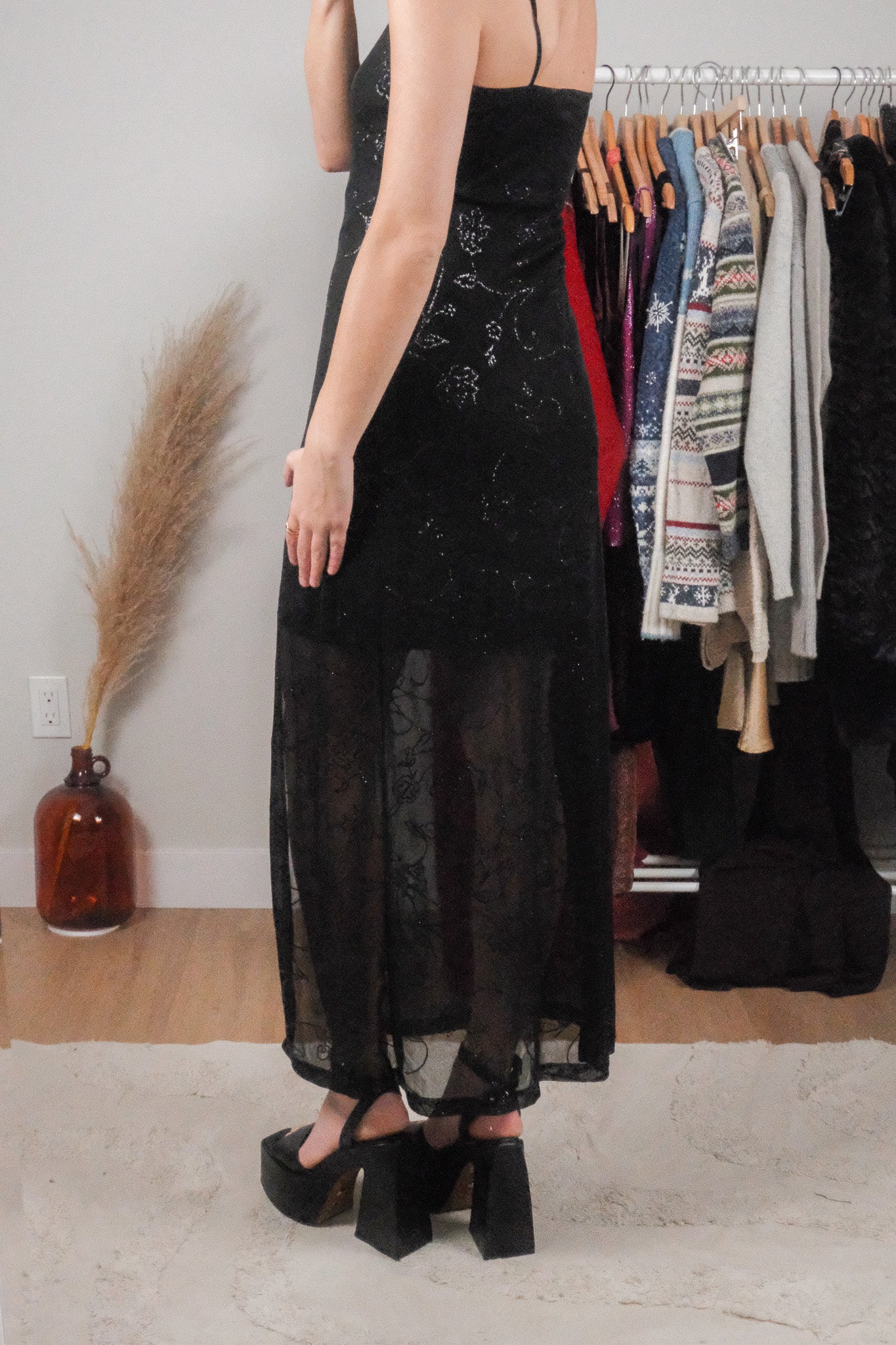 Vintage x Shimmer Flower Mesh Dress (S)