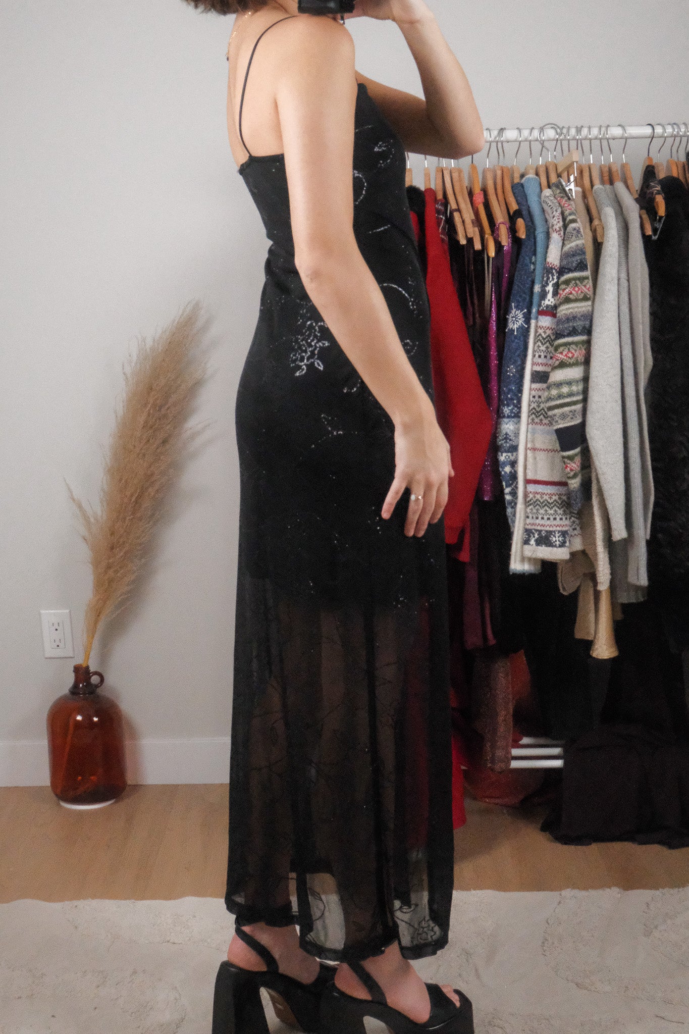 Vintage x Shimmer Flower Mesh Dress (S)