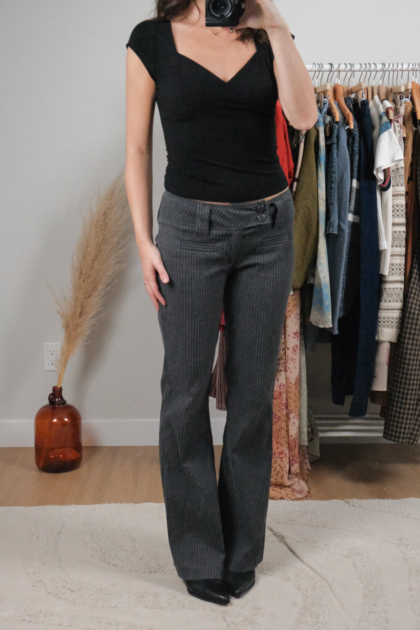 Vintage x Low Rise Textured Flare Pants (6)
