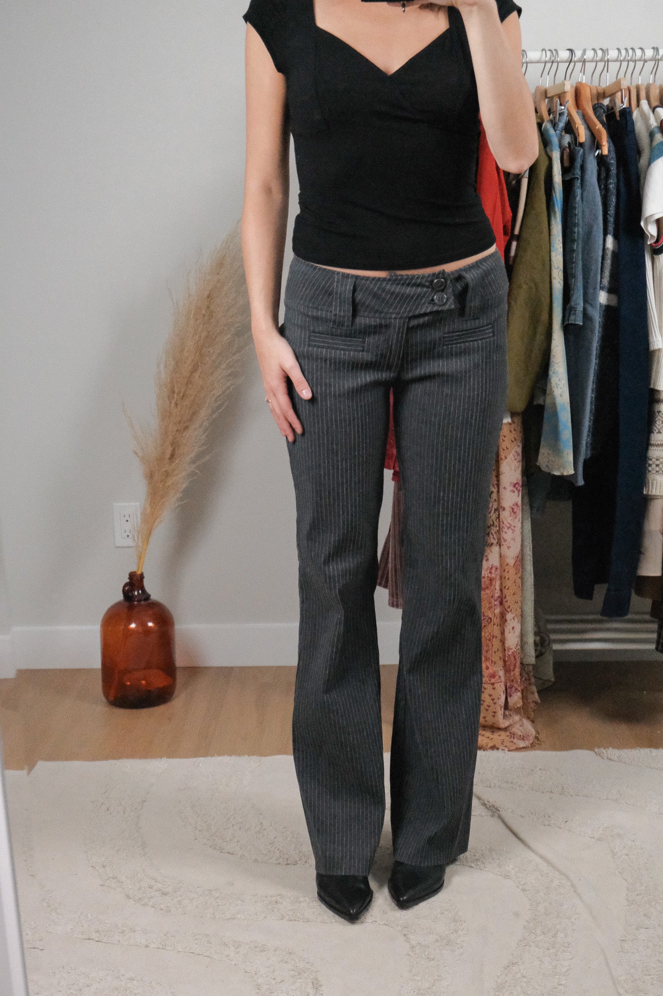 Vintage x Low Rise Textured Flare Pants (6)