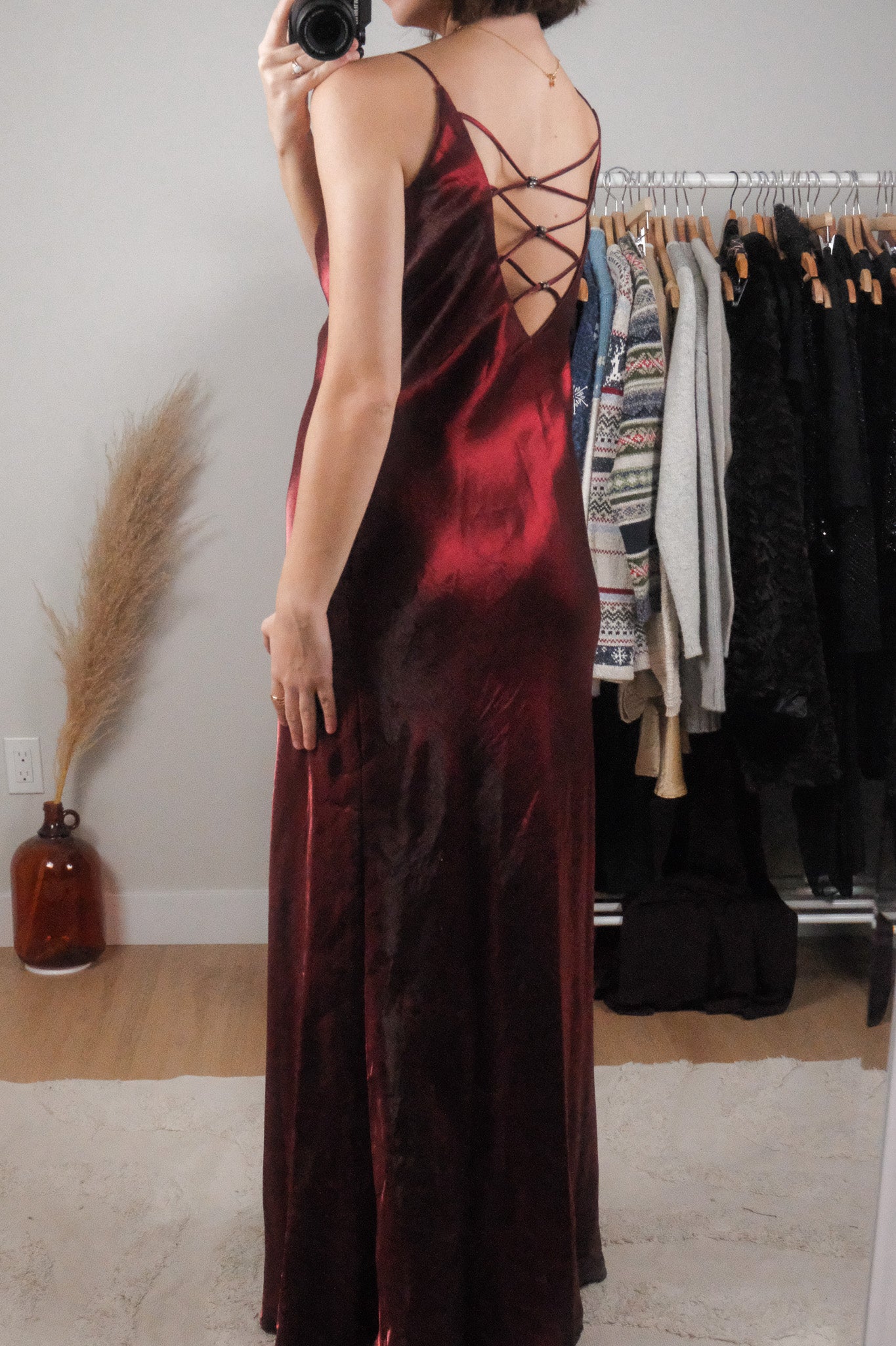 Made in USA x Vintage x Iridescent Open Back Maxi Dress (8)