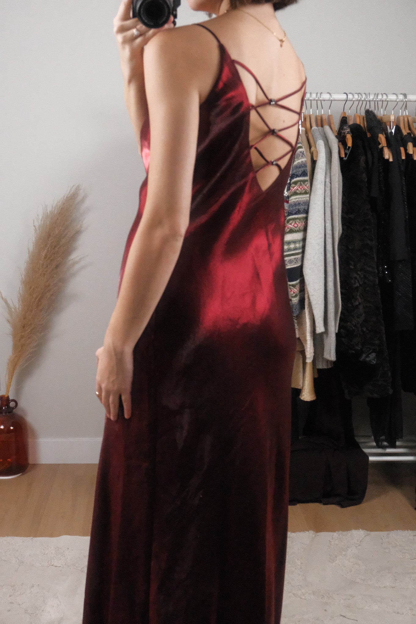 Made in USA x Vintage x Iridescent Open Back Maxi Dress (8)