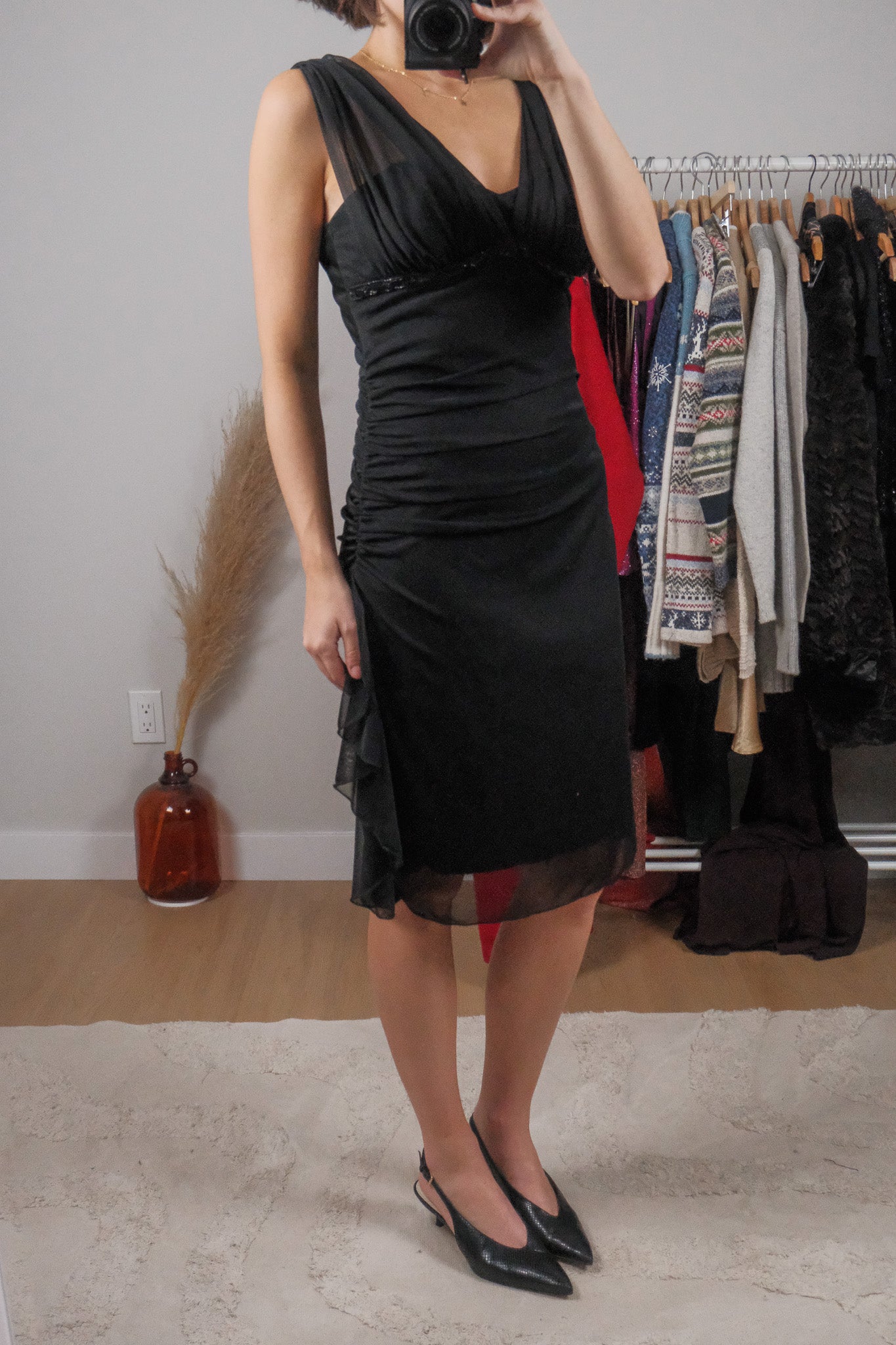 Made in Canada x Vintage x Beaded/Sequin Mesh Midi Dress (8)