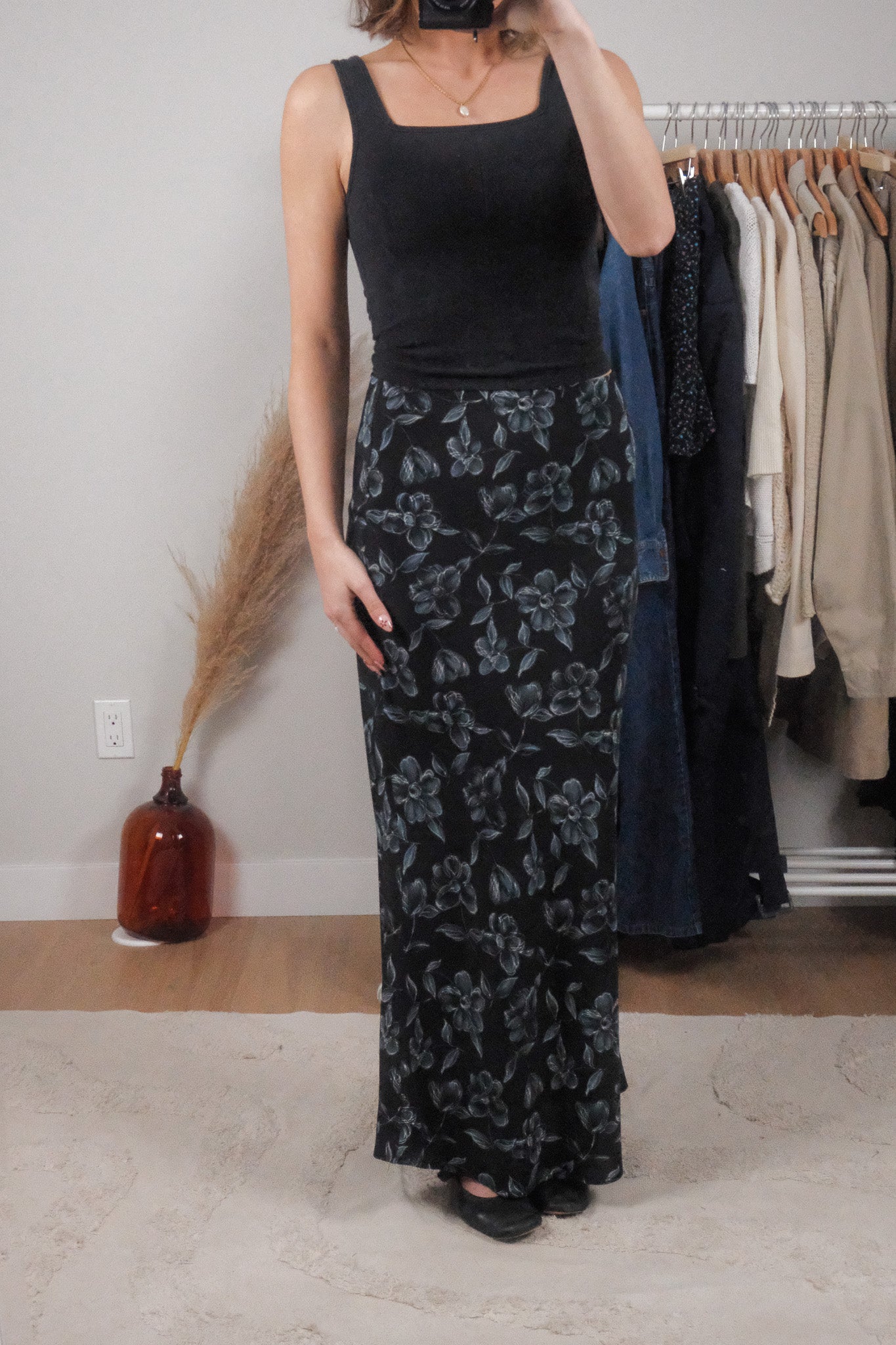 Vintage x Flower Long Maxi Skirt (XS/S)