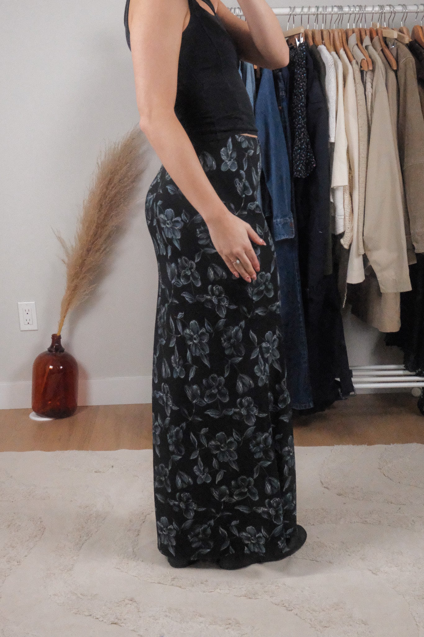 Vintage x Flower Long Maxi Skirt (XS/S)