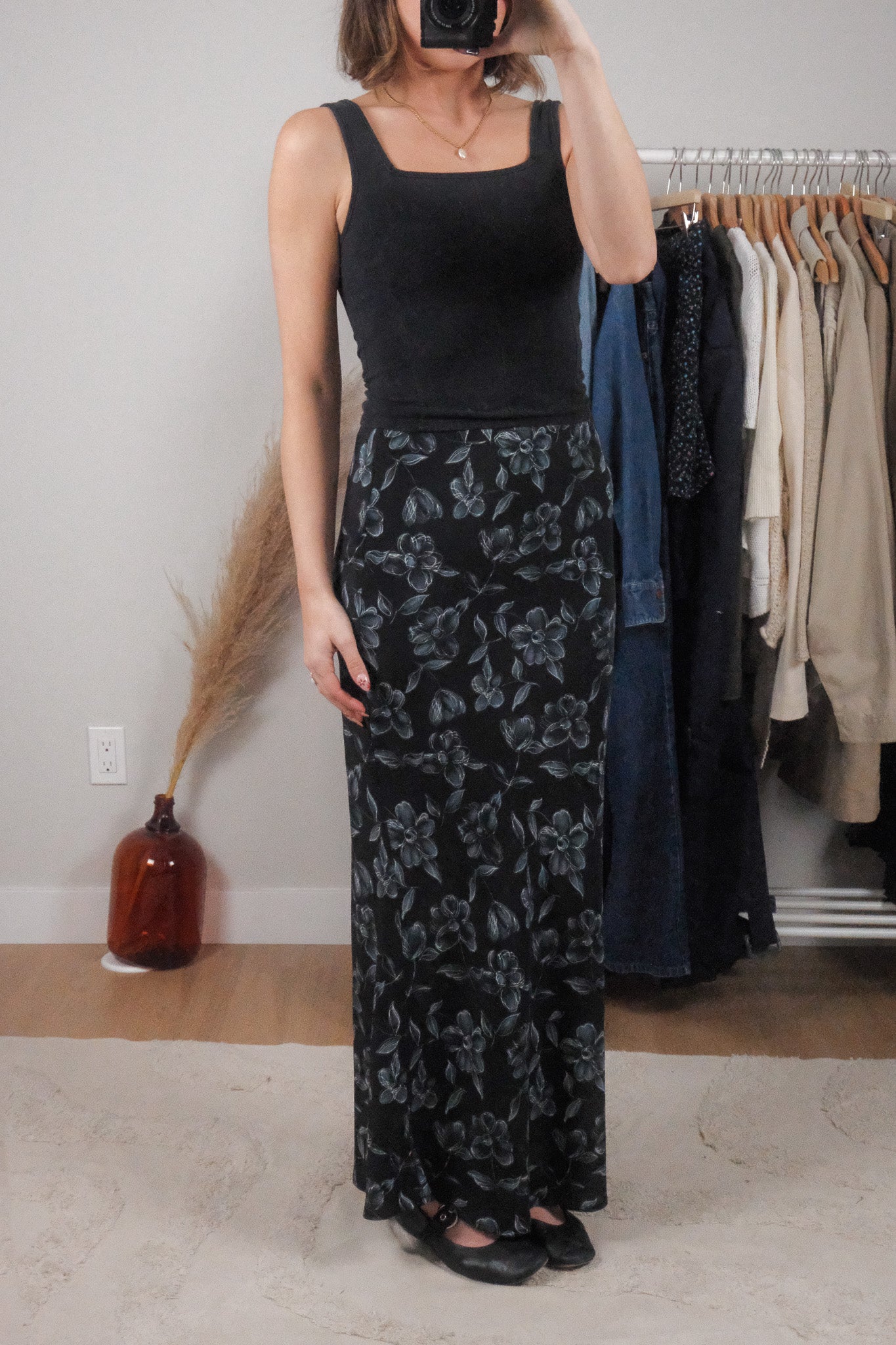 Vintage x Flower Long Maxi Skirt (XS/S)